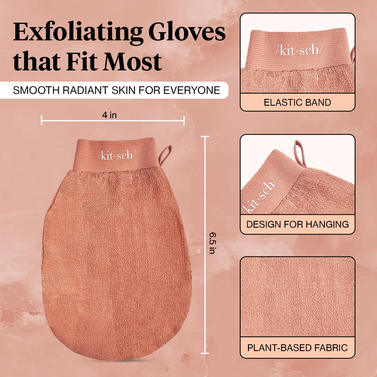 Kitsch shower-bath use glove ideal for daily skin refresh in the tub or shower.