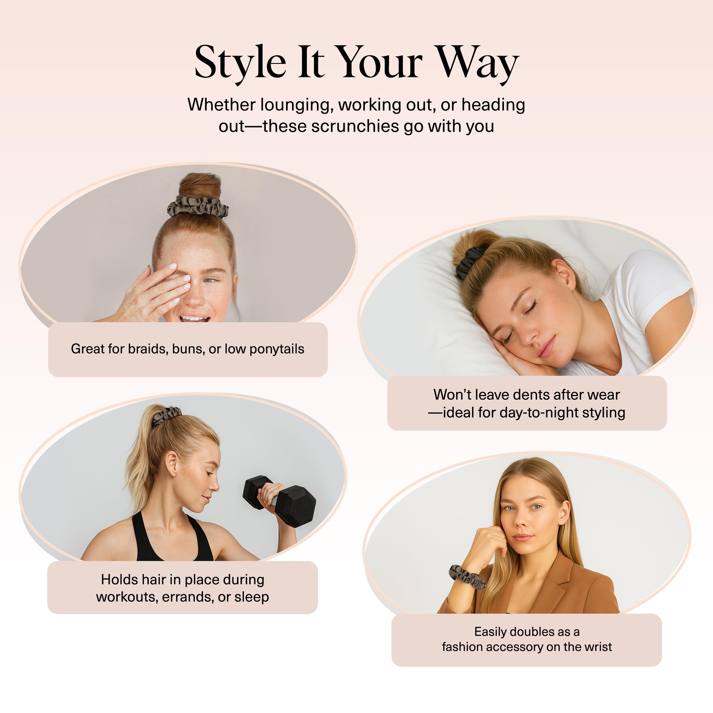 Kitsch satin hair ties offer a stylish, no-damage solution for everyday ponytails.