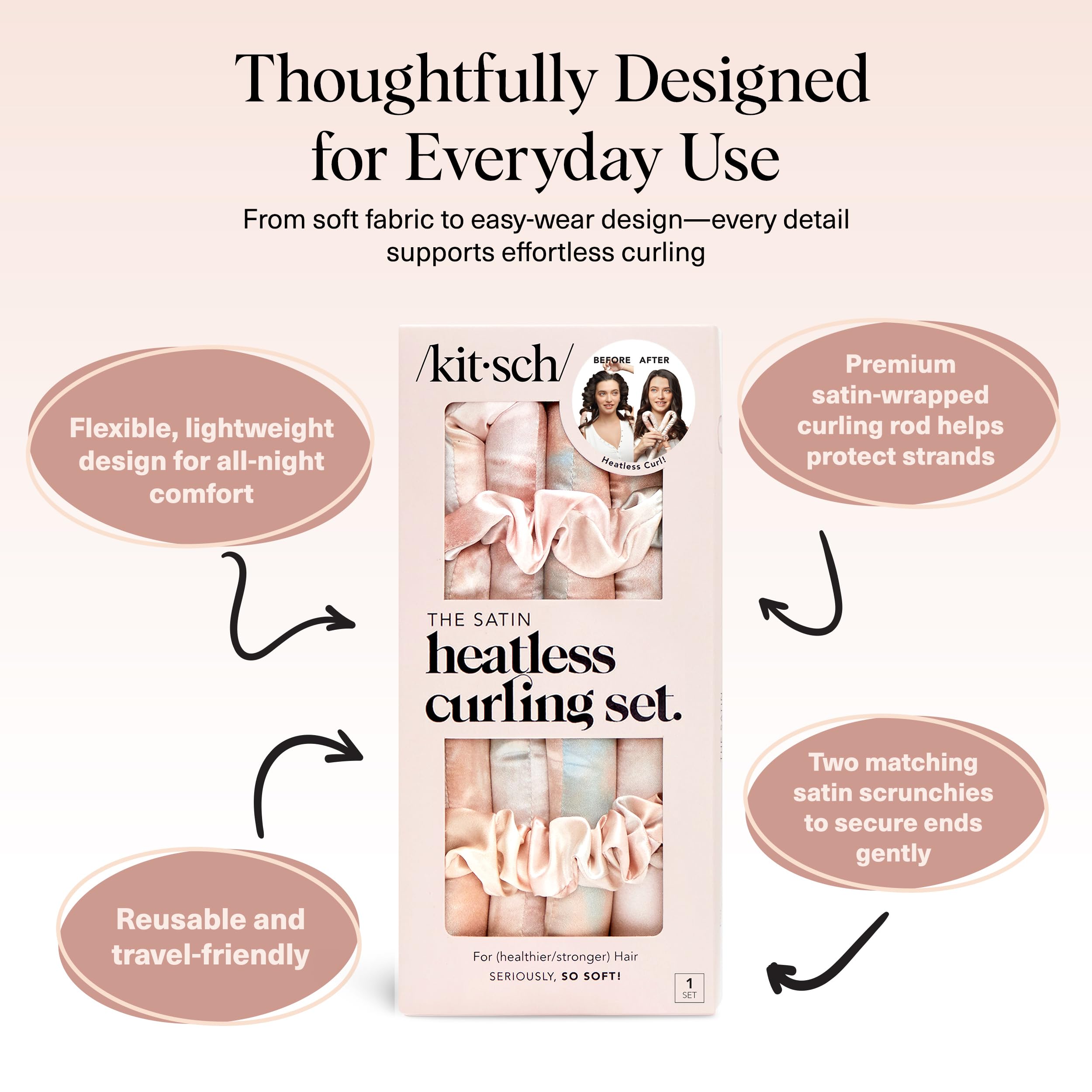 Kitsch heatless curling tools provide frizz-free, damage-free styling without heat