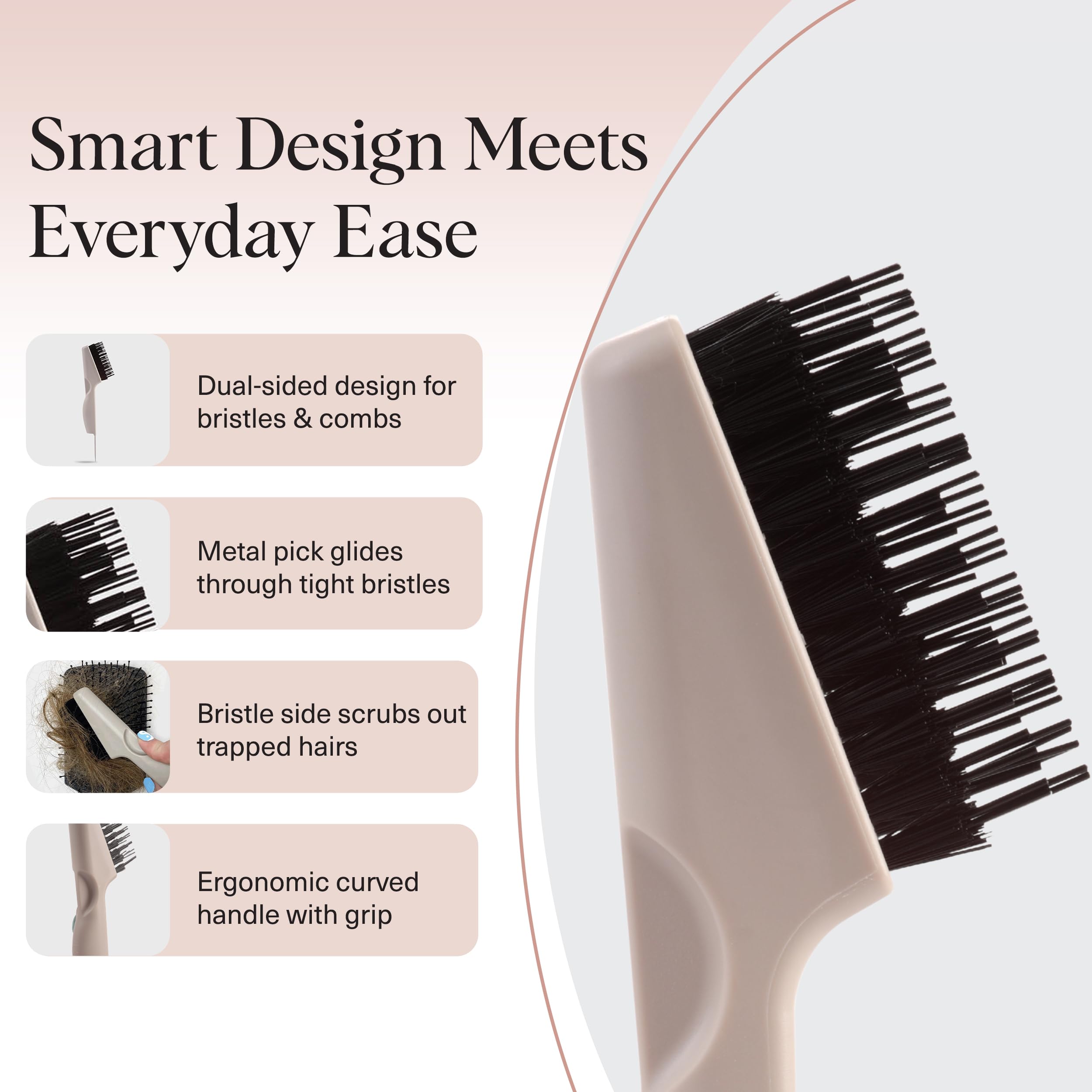 Kitsch hair brush cleaner tool bristles sweep away lint for refreshed brushes.