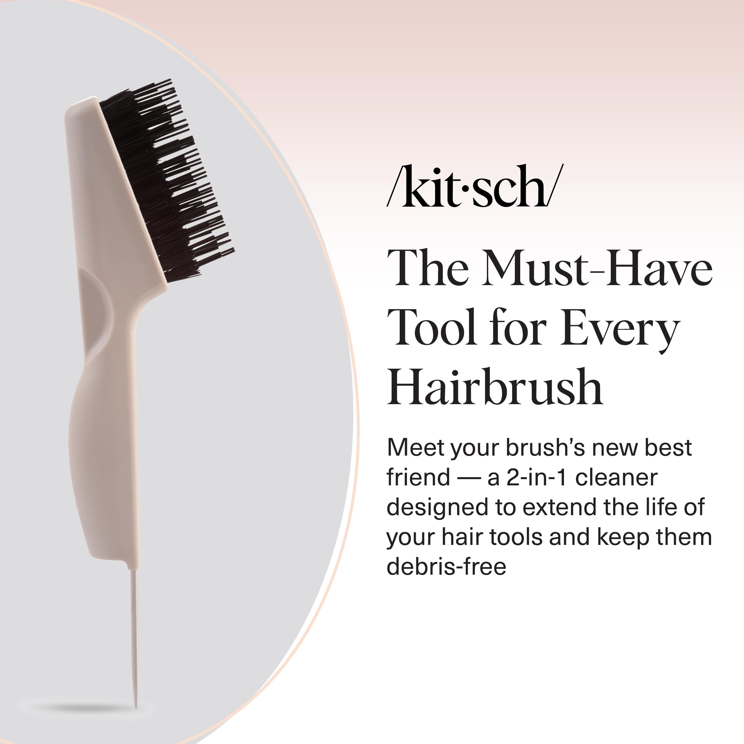 Kitsch hair brush cleaner tool double-sided design saves time removing knots and residue.