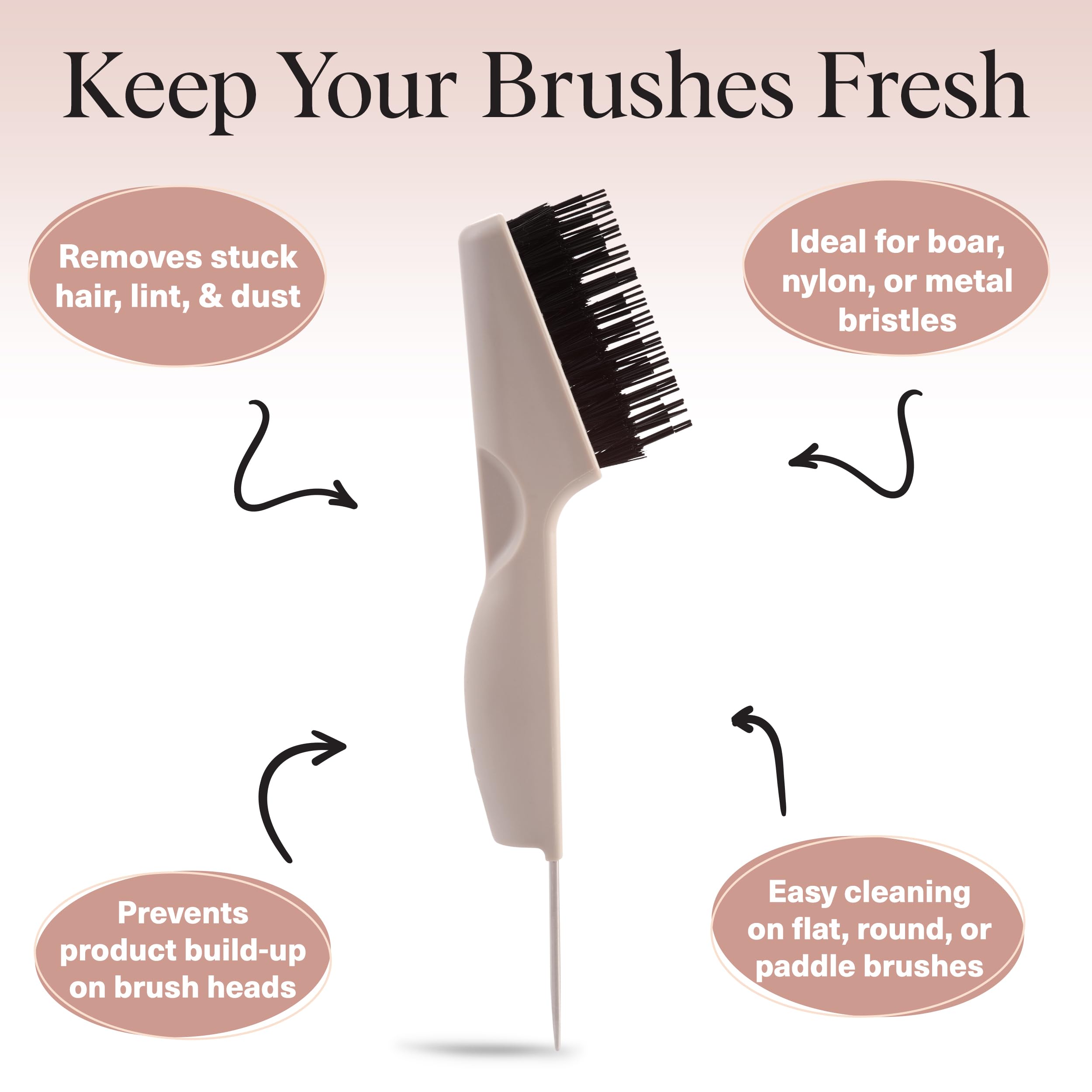 Kitsch hair brush cleaner tool eco materials highlight sustainable beauty routine.