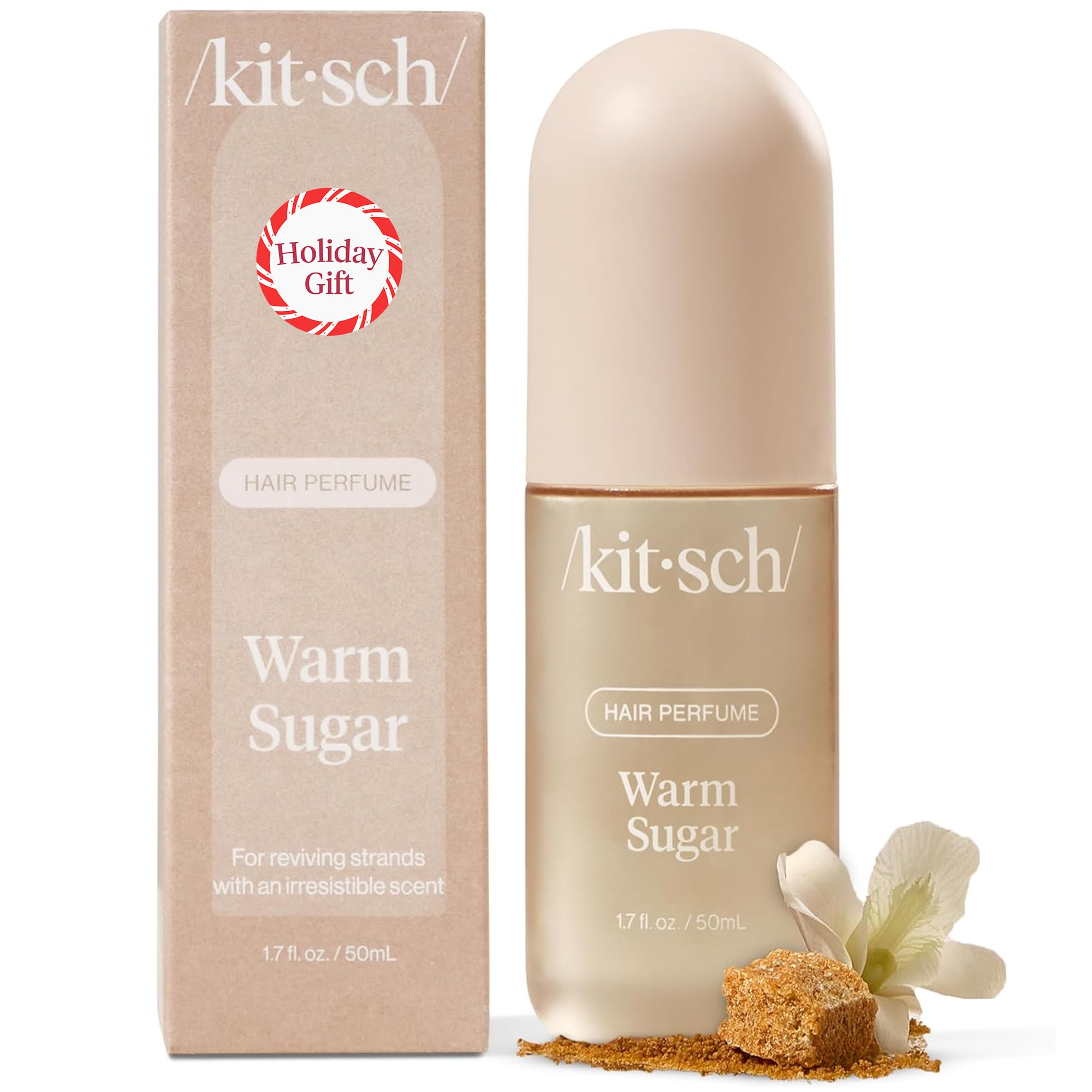 Kitsch Hair Perfume Warm Sugar bottle spritz for long-lasting freshness and sweet vanilla aroma.