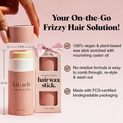 Kitsch Hair Wax Stick no-residue application for easy comb-through and washout.
