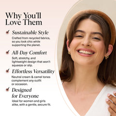 Kitsch headbands two-textures cream camel displaying versatile styling options.