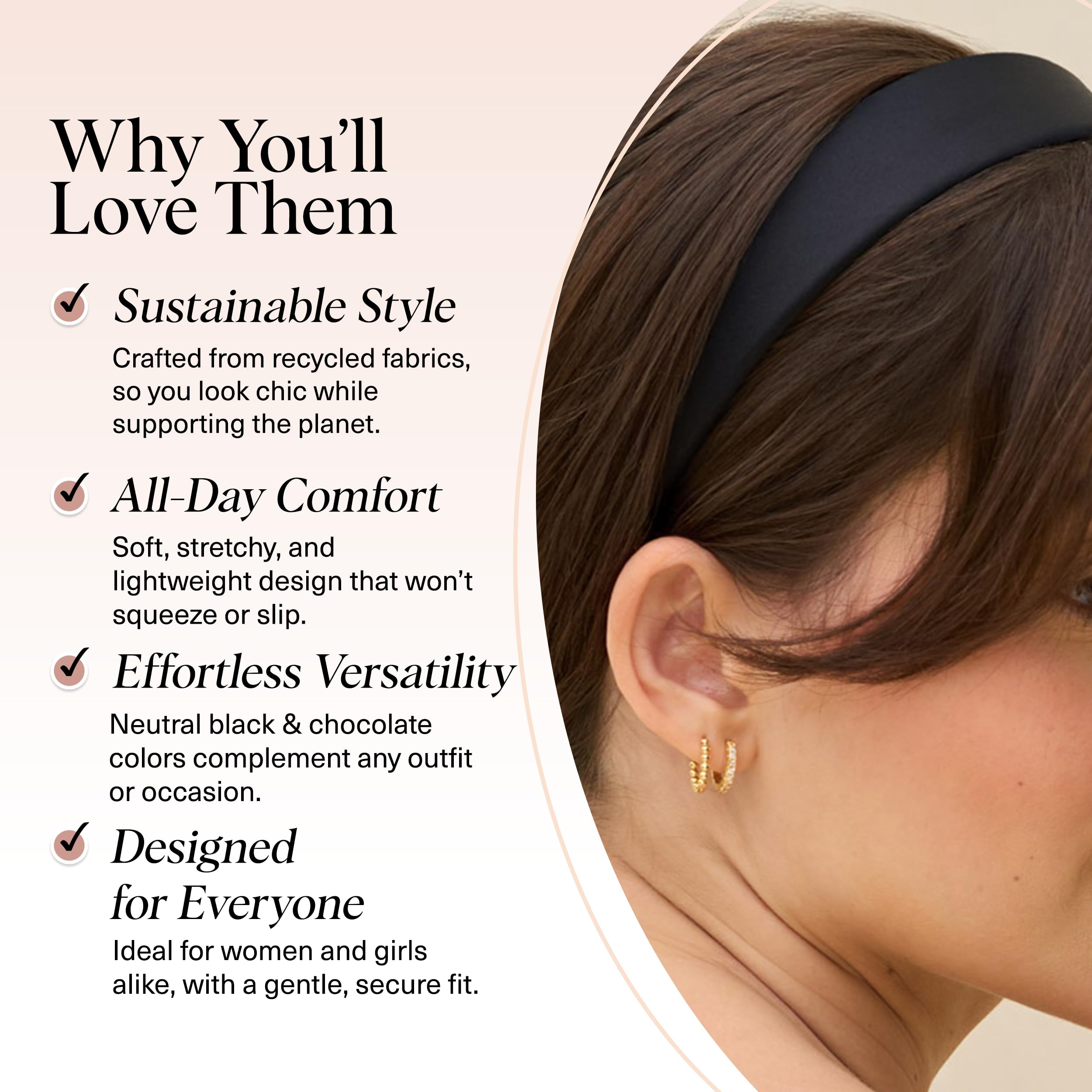 Kitsch velvet headband worn casual non-slip grip keeps hair in place.