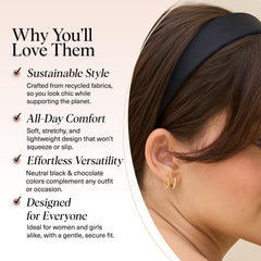 Kitsch velvet headband worn casual non-slip grip keeps hair in place.