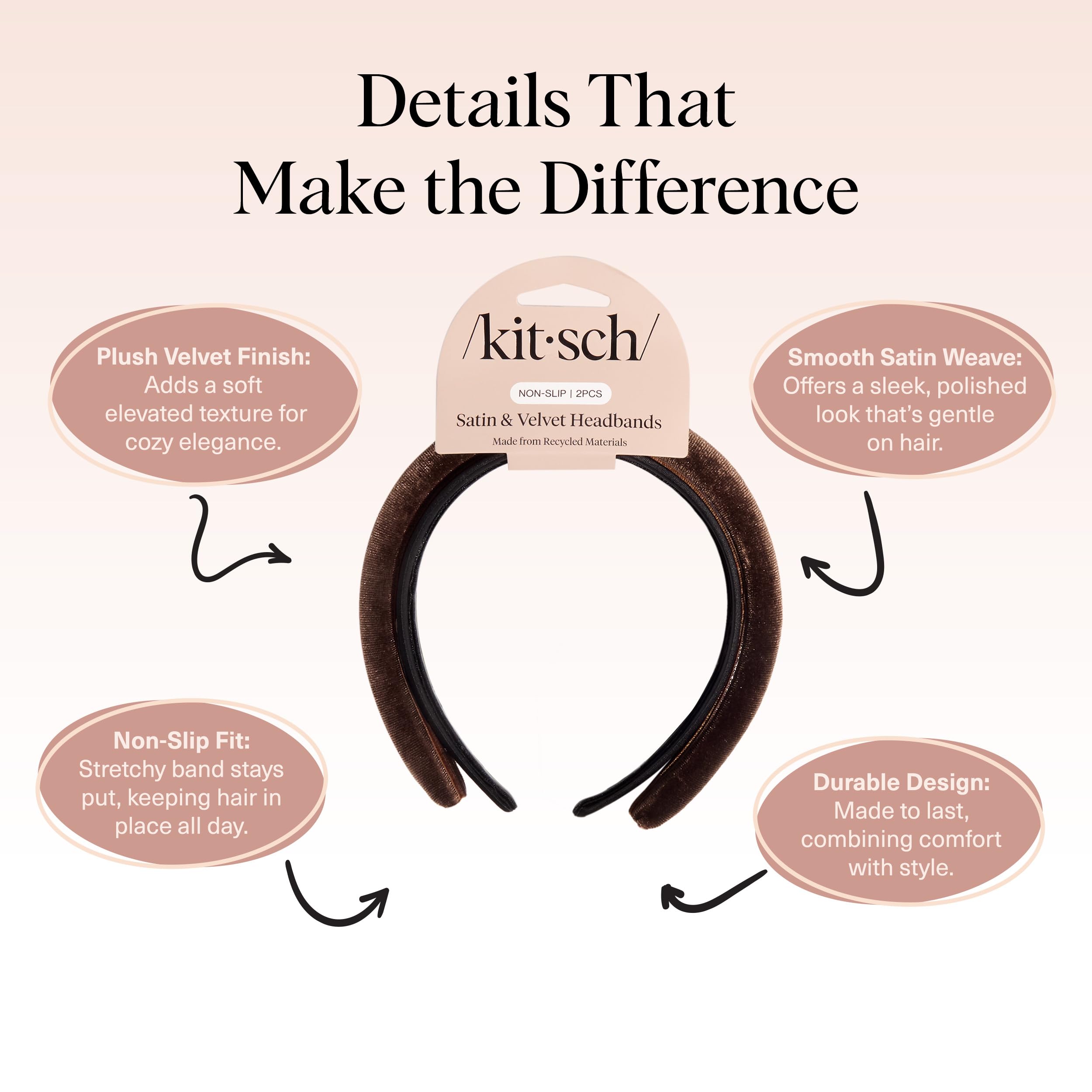 Kitsch satin headband styled with dressy outfit for polished, effortless chic.
