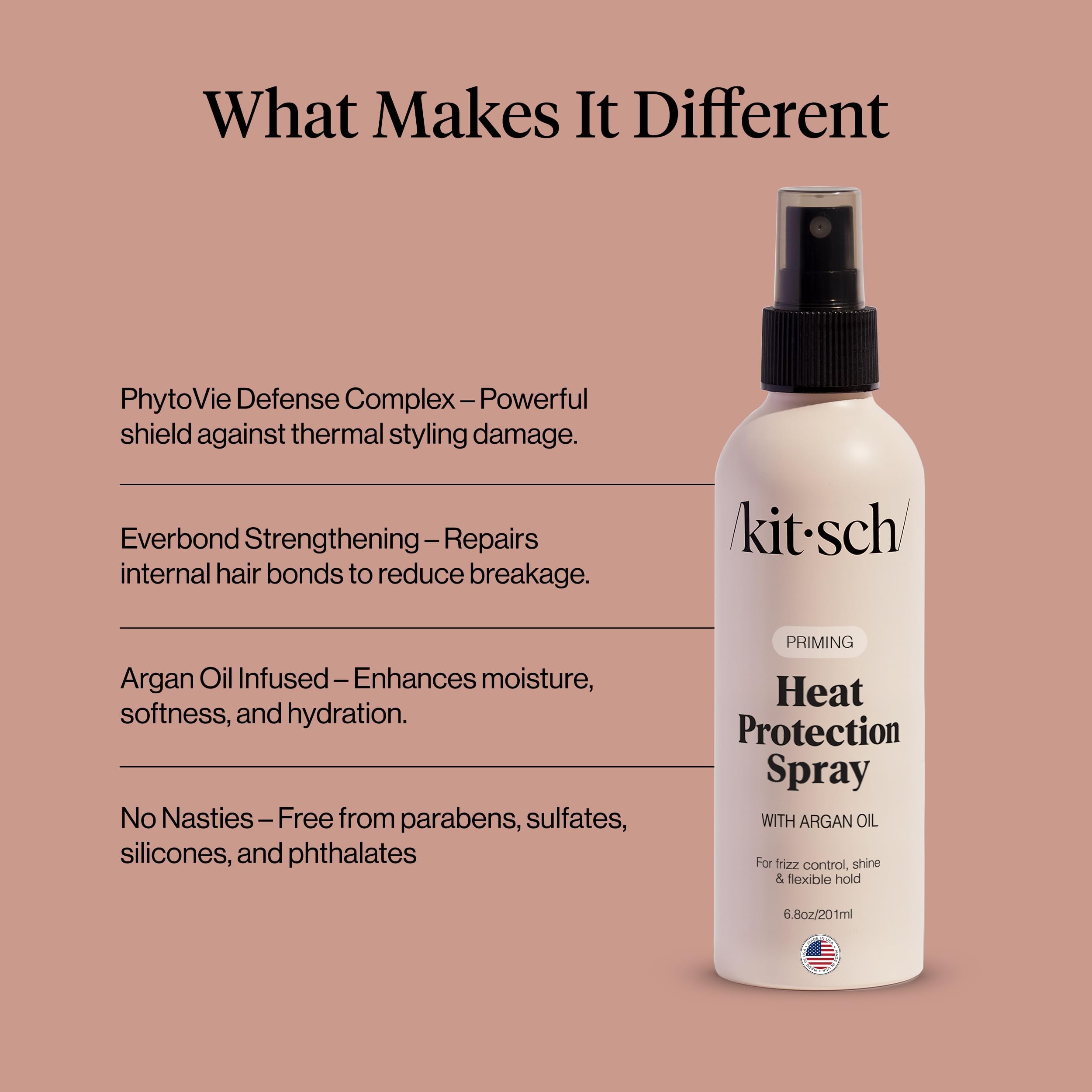 Kitsch spray protects against humidity for long-lasting style.