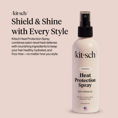 Kitsch Heat Protection Spray mist in action protects frizz during styling.