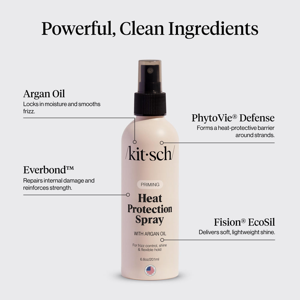 Kitsch Heat Protection Spray delivers salon-worthy shine without stiffness.