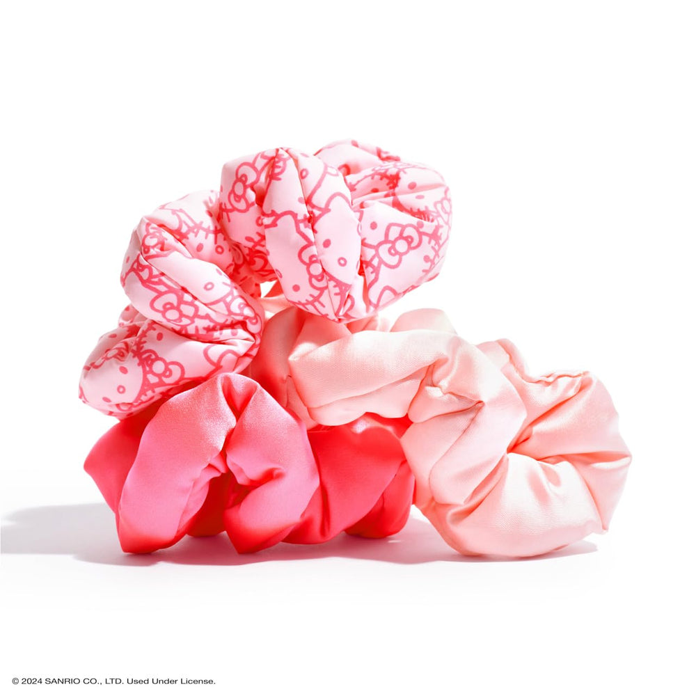 Kitsch Hello Kitty pink print scrunchies close-up for colorful looks.
