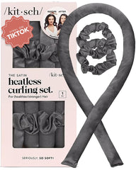 Kitsch silk heatless hair curler rod in Charcoal for overnight curls