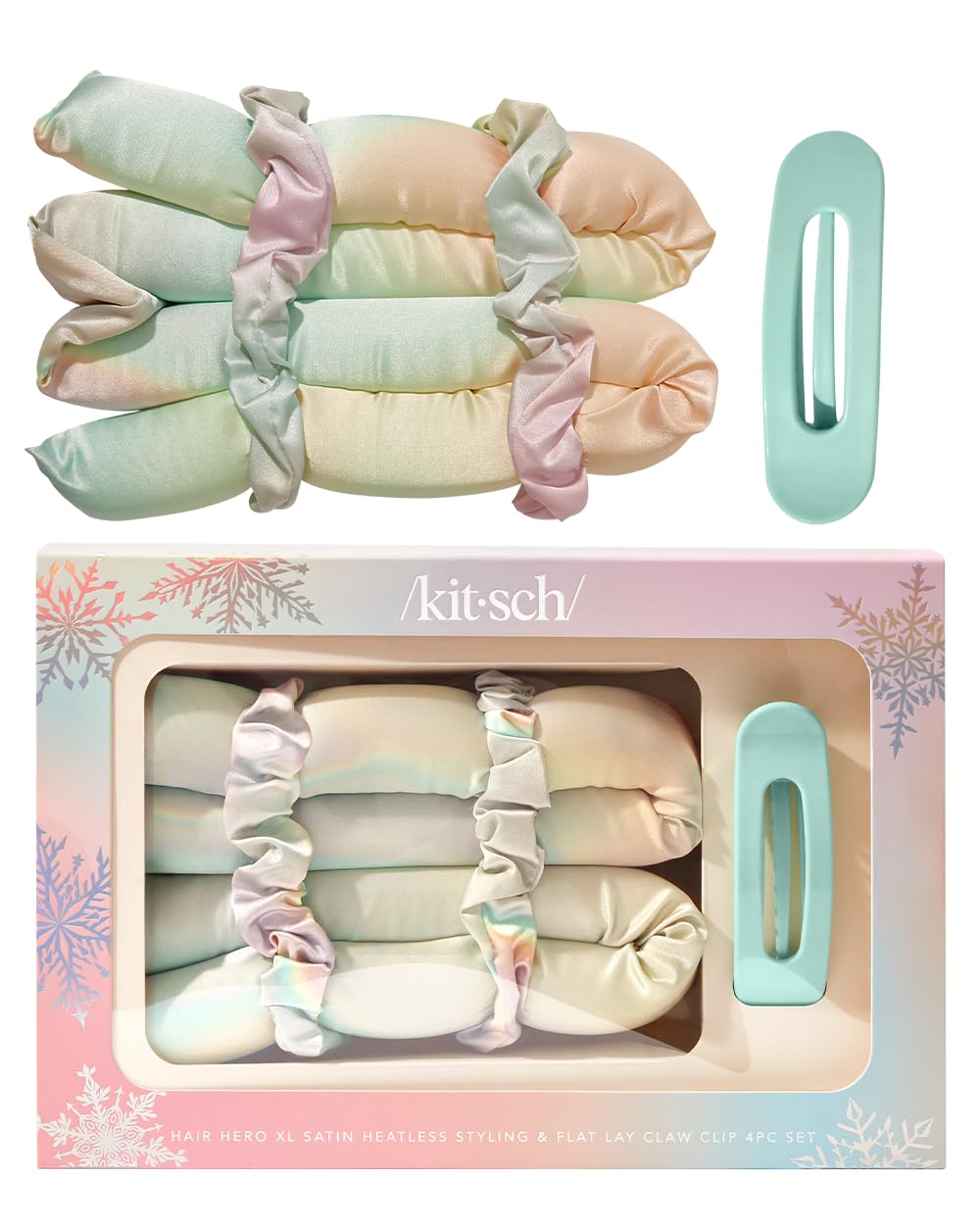 Kitsch Holiday Hair Hero XL curler set ready for heatless styling with silky curls