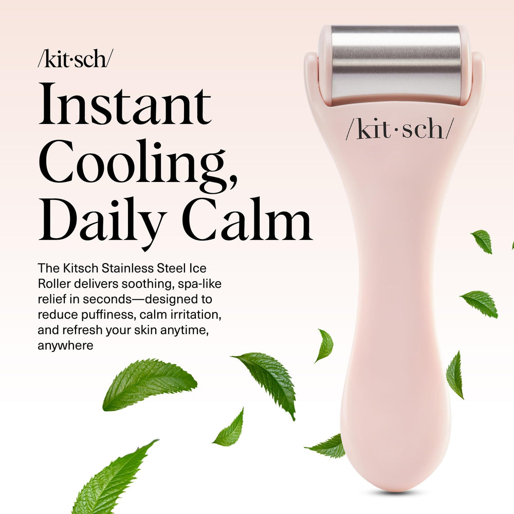 Kitsch Ice Roller eye area to de-puff under-eye and soothe tired eyes.