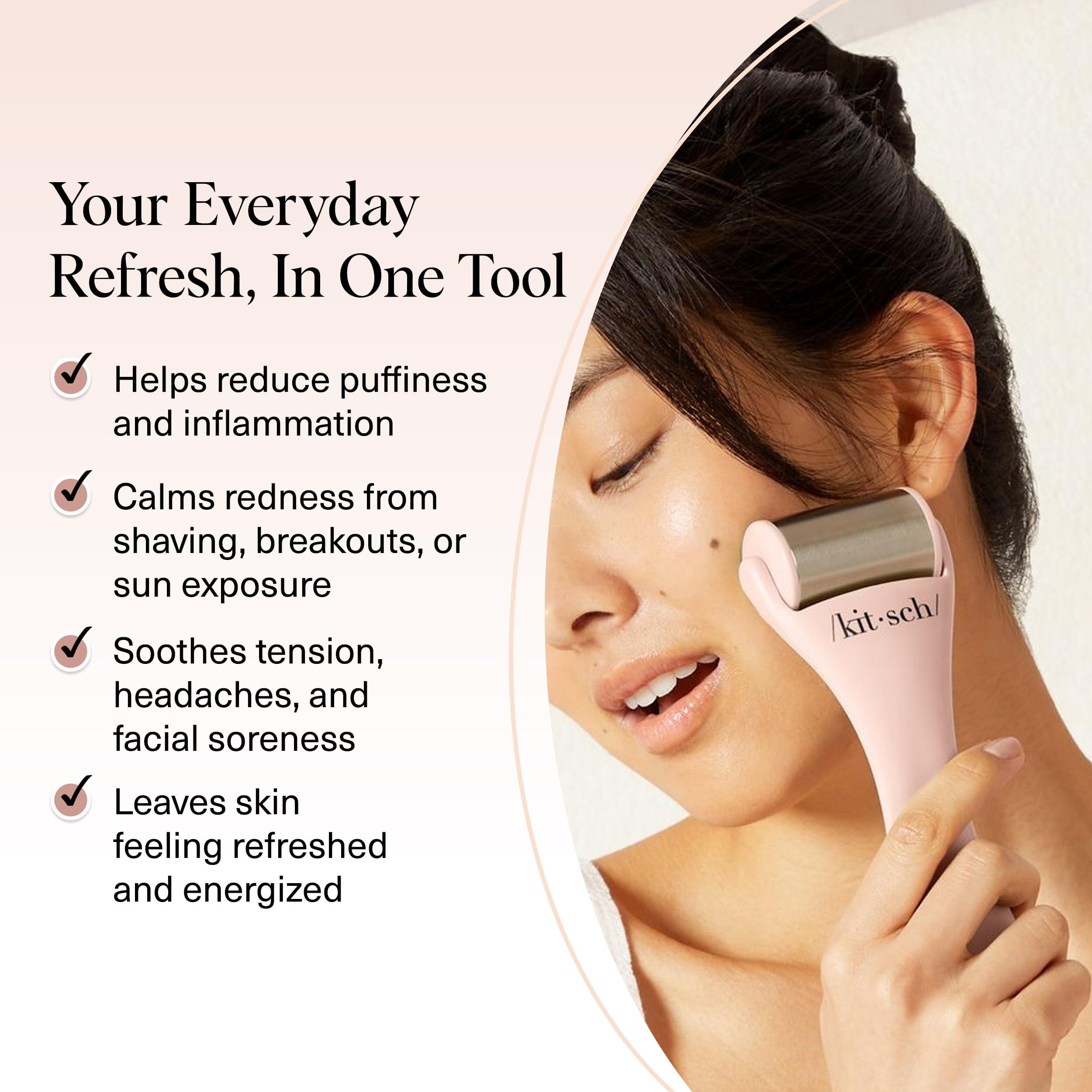 Kitsch Ice Roller jawline massage delivers soothing tension relief and improved contour.