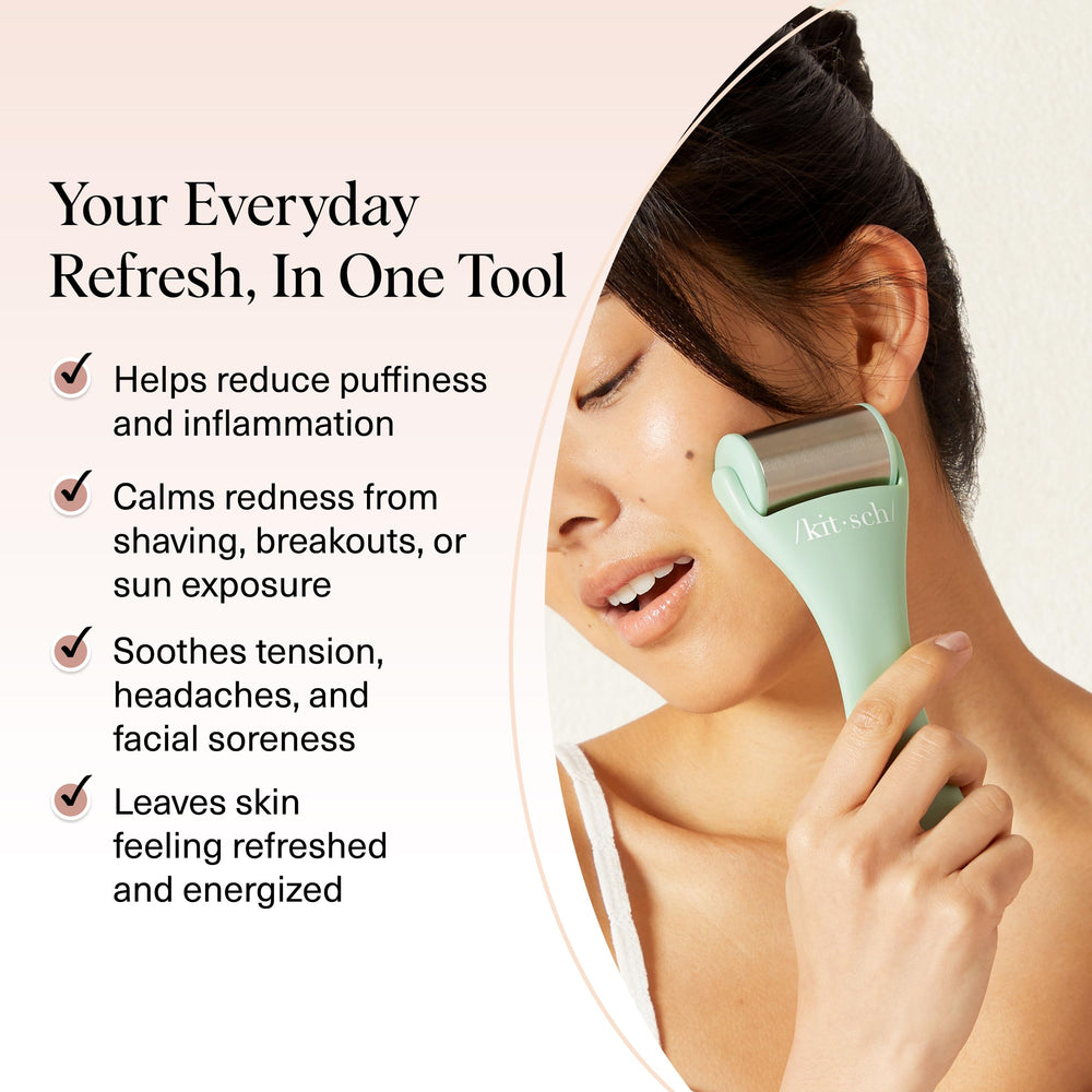 Kitsch Ice Roller Jawline Massage enhances contouring with a refreshed look.