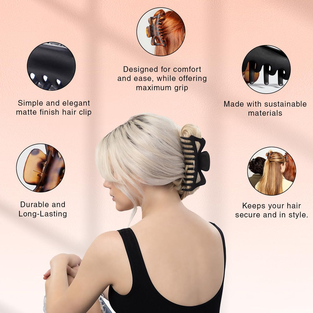 Kitsch jumbo claw clip shown open for quick updo and easy styling.