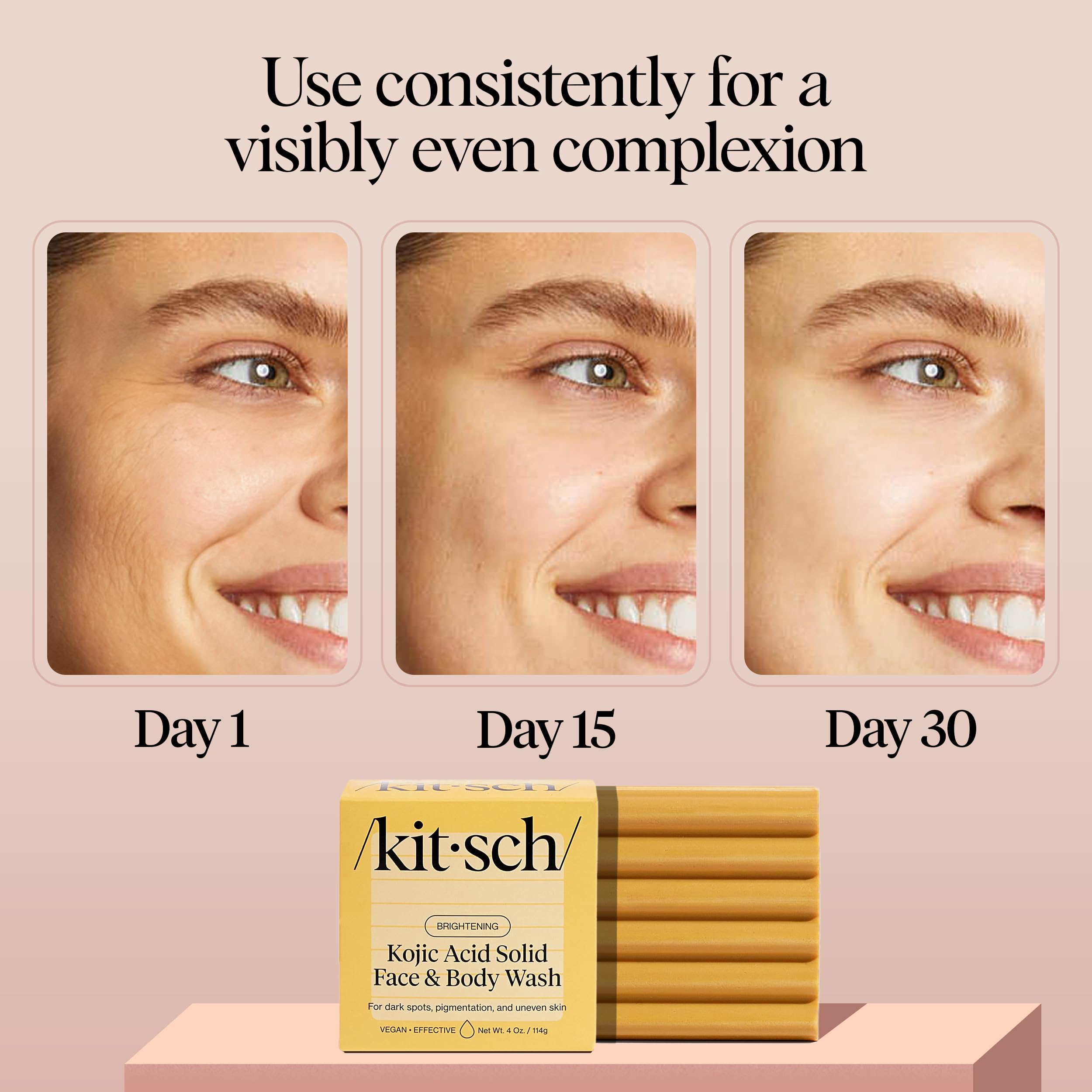 Kitsch Kojic Acid Soap lather and rinse demonstrates versatile body and facial cleansing