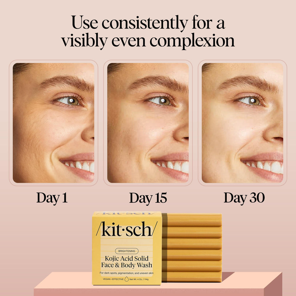 Kitsch Kojic Acid Soap lather and rinse demonstrates versatile body and facial cleansing