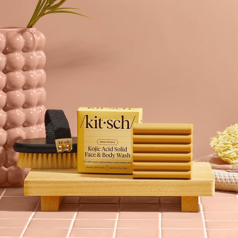 Kitsch Kojic Acid Soap packaging display reinforces vegan, eco-friendly bar option