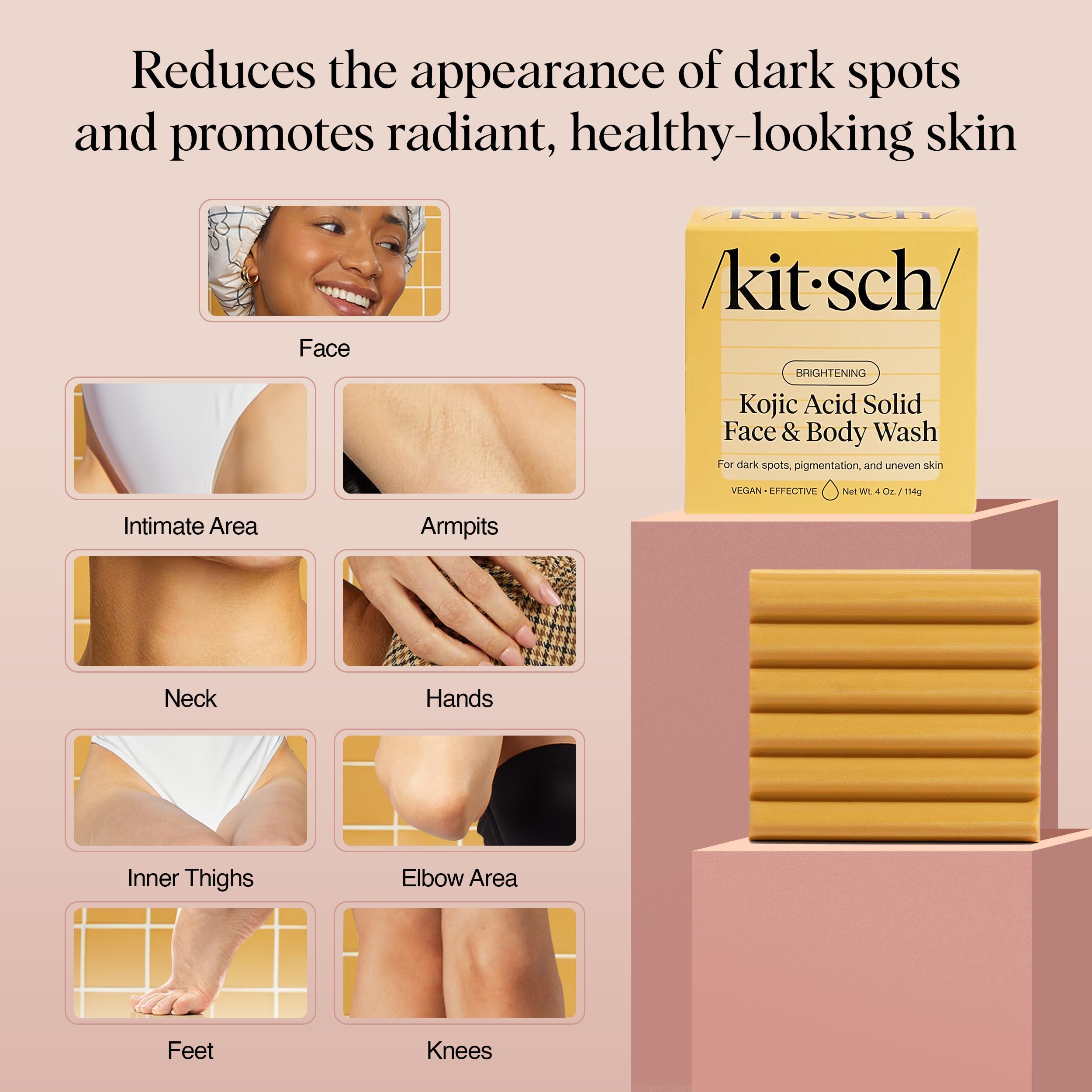 Kitsch Kojic Acid Soap USA-made label emphasizes quality ingredients and sustainability