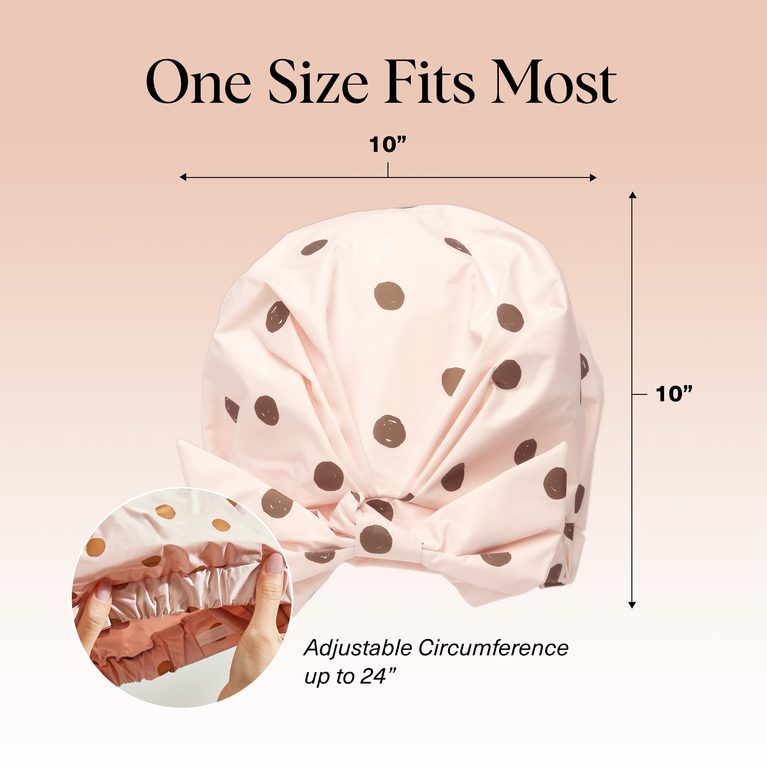 Kitsch Luxury Shower Cap large fit supports long or thick hair types.