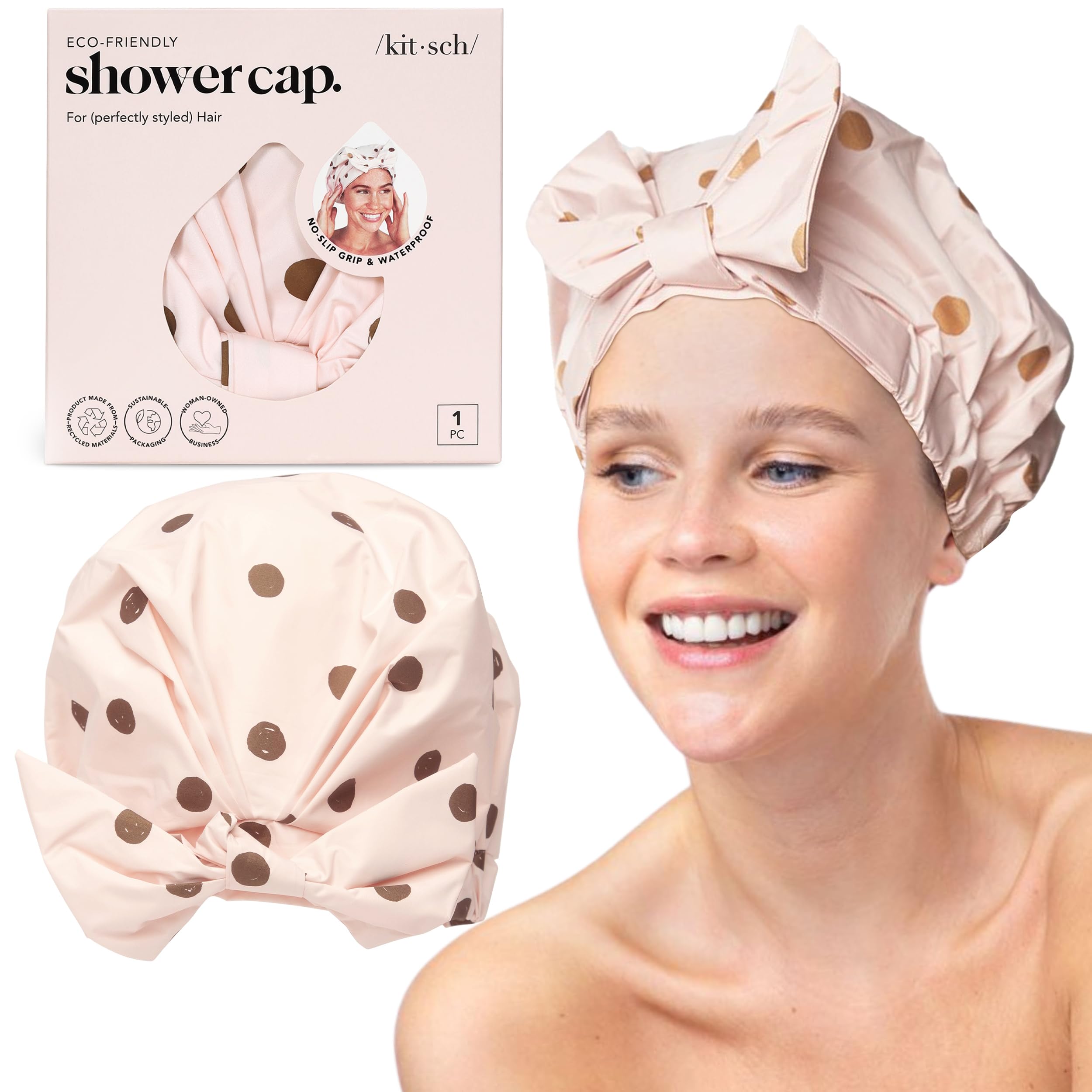 Kitsch Luxury Shower Cap packaging shows gift-ready presentation for stylish bathroom routines.