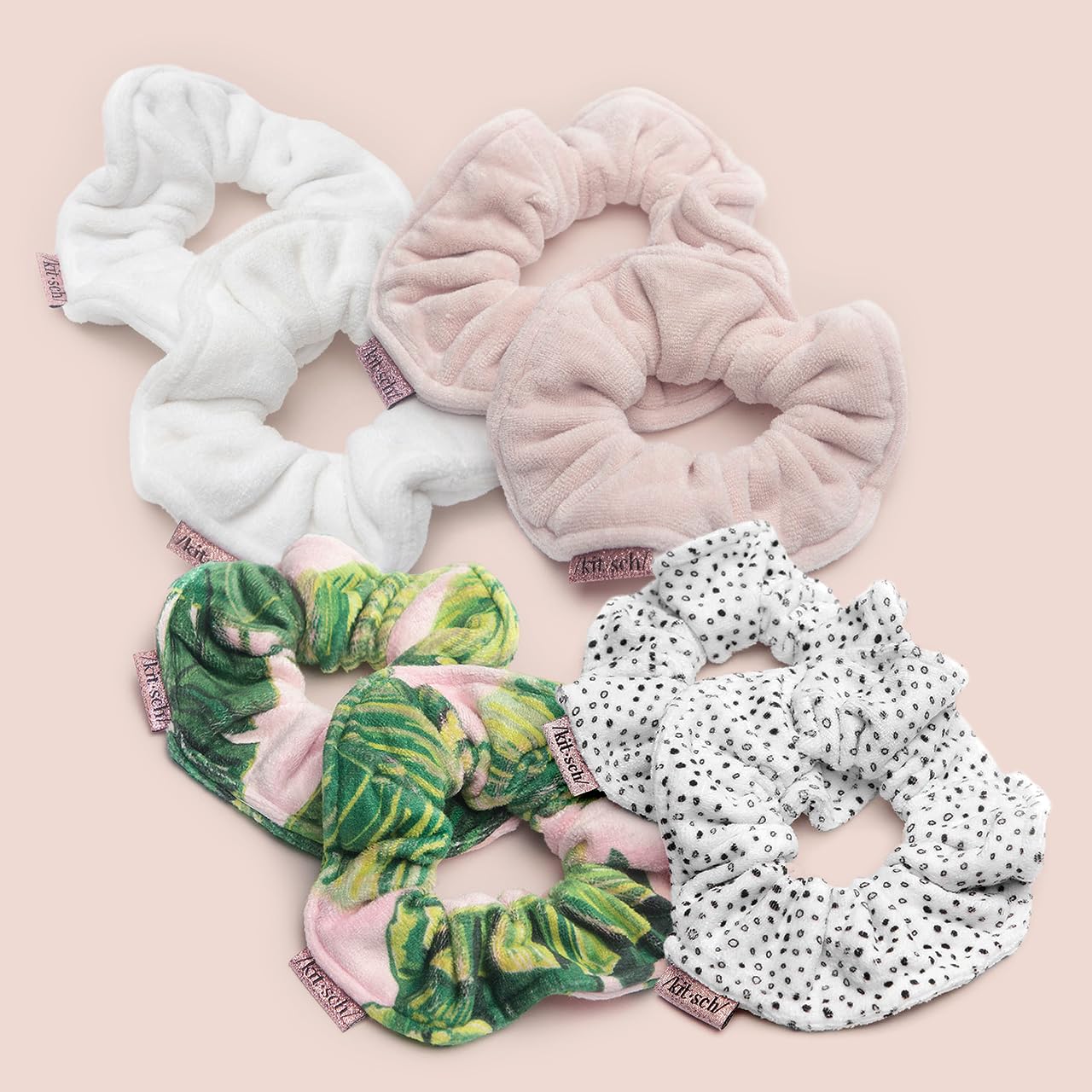 Kitsch machine-washable microfiber scrunchie maintains softness after repeated washes.