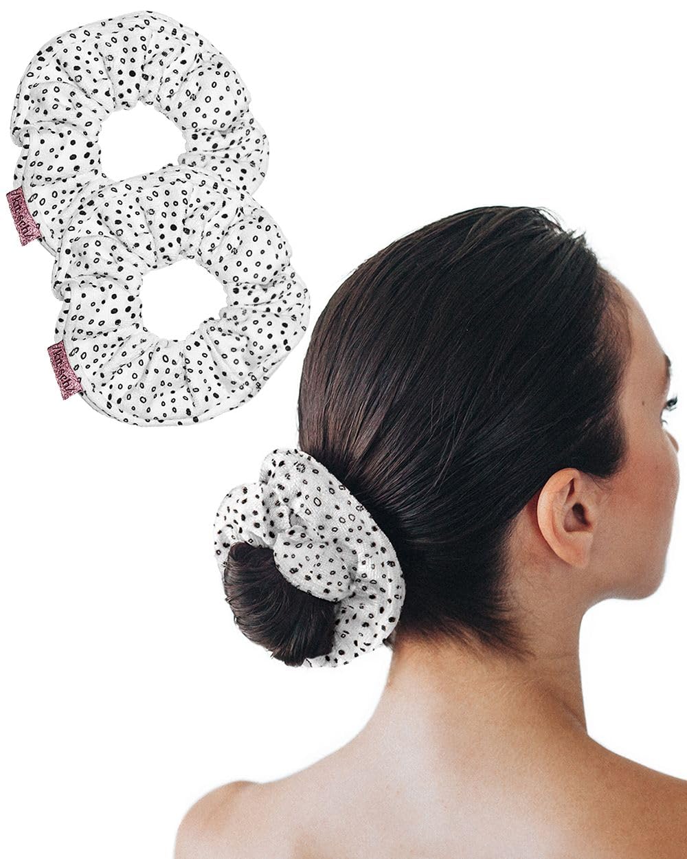 Kitsch microfiber hair towel scrunchie with micro-dot design for quick, gentle drying.