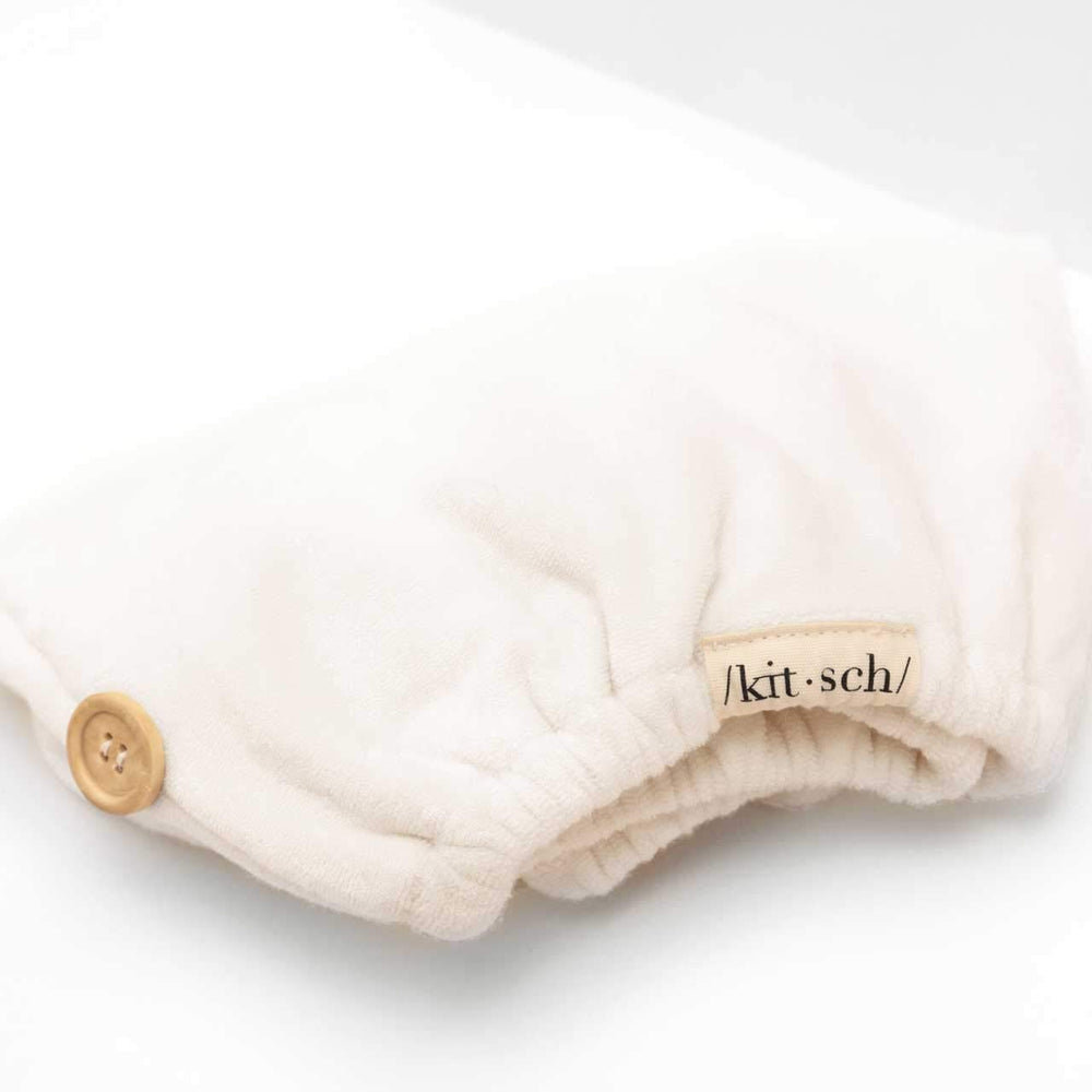 Kitsch microfiber hair towel wrap short-hair use displayed on shorter hair scenario.