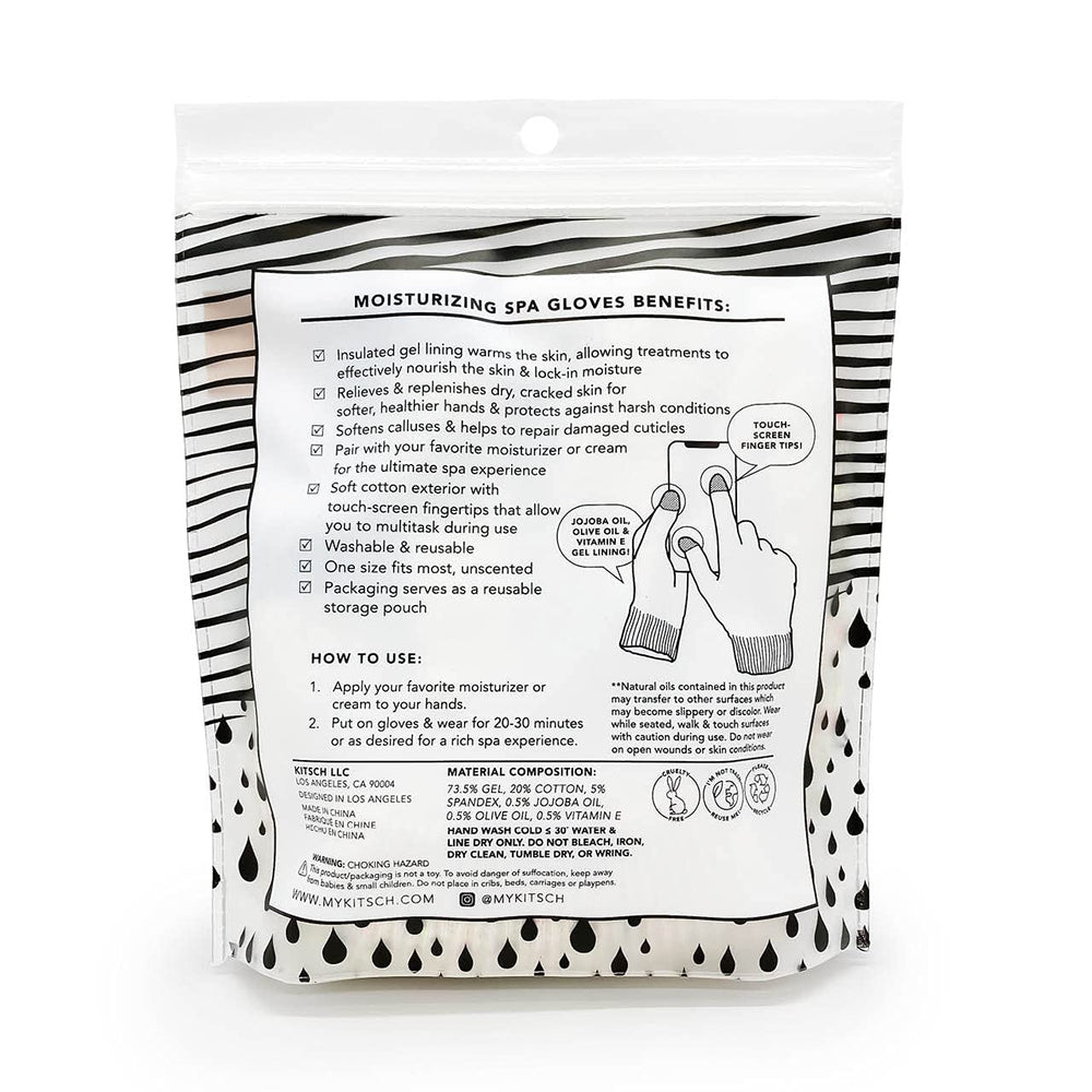 Kitsch Moisturizing Gloves Overnight in-bed setup suggests a relaxing nighttime routine.
