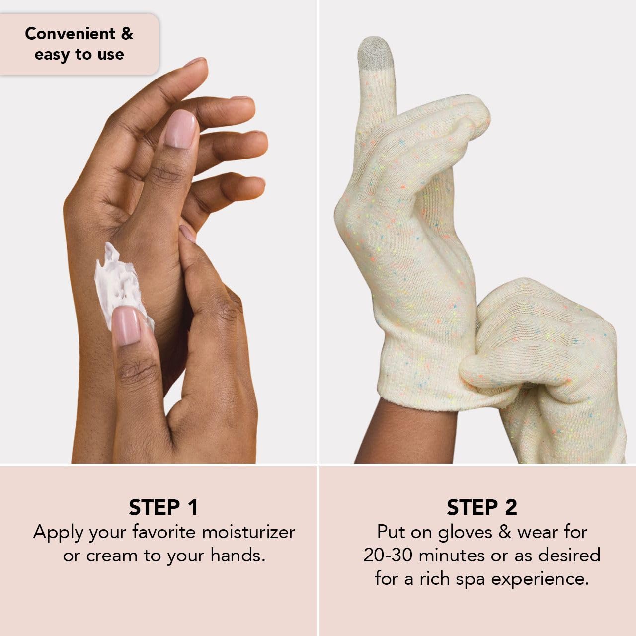 Kitsch Moisturizing Gloves Overnight cotton exterior emphasizes soft comfort.