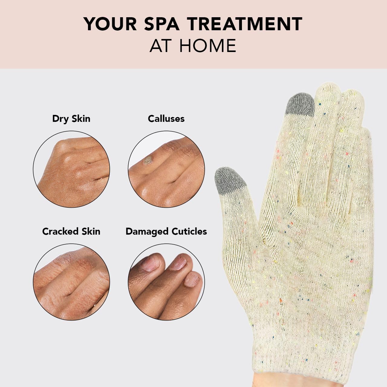 Kitsch Moisturizing Gloves Overnight gel lining close-up highlights warmth and moisture lock.