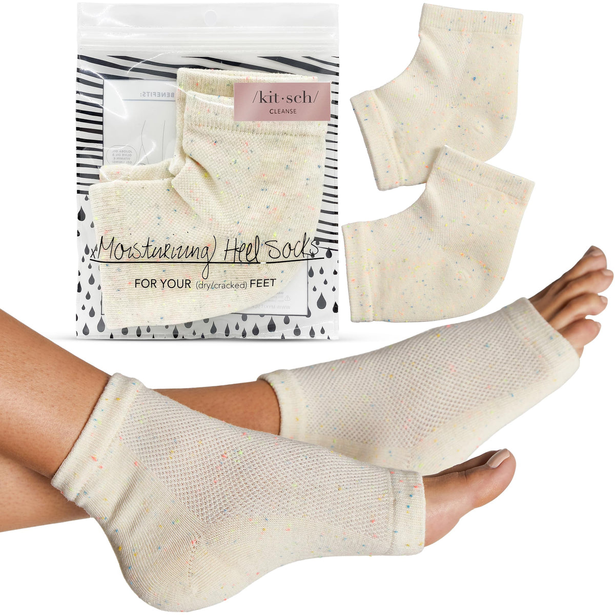Kitsch Moisturizing Socks with open-toe design for at-home hydration and pedicure comfort