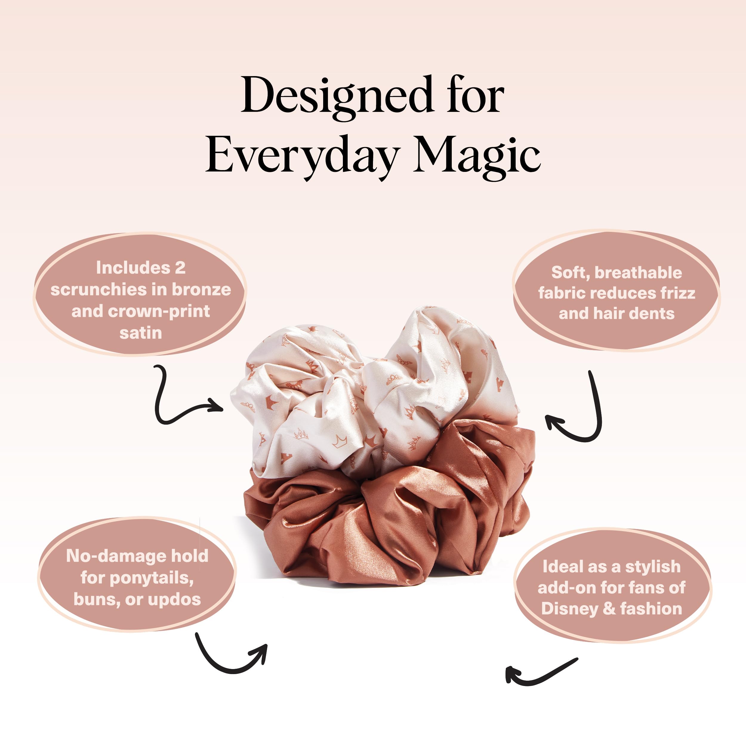Kitsch no-crease elastic satin scrunchie prevents pulling during styling.