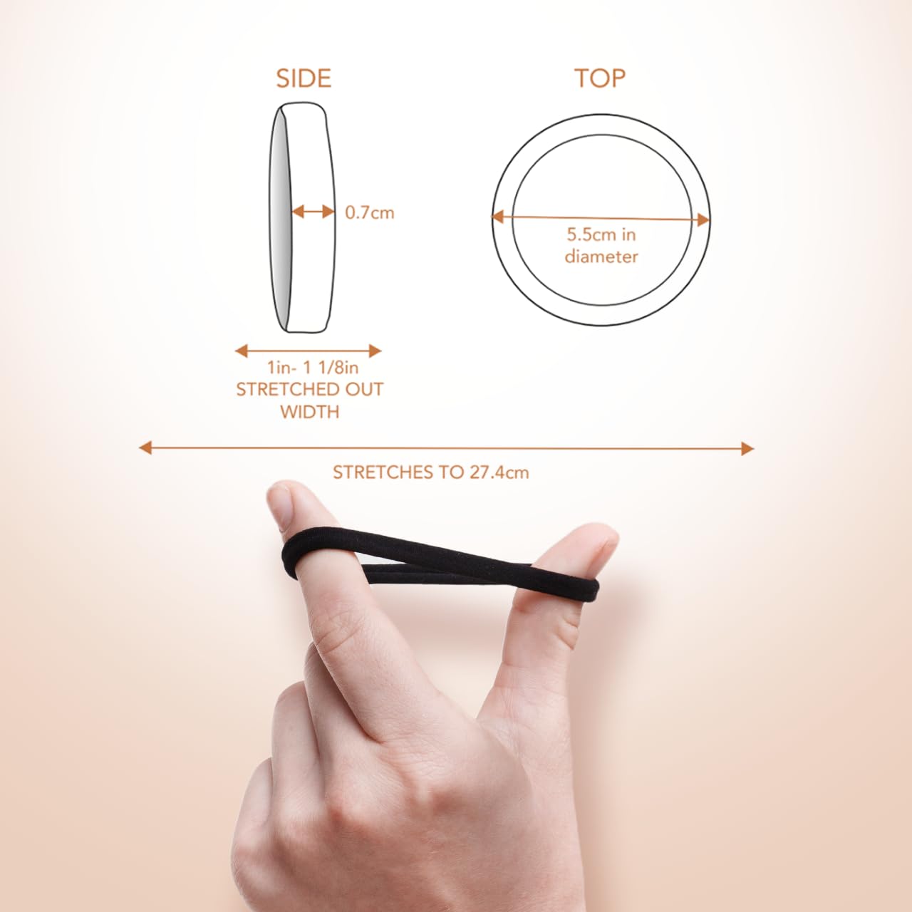 Kitsch nylon hair ties securing a ponytail shows secure hold during workouts.