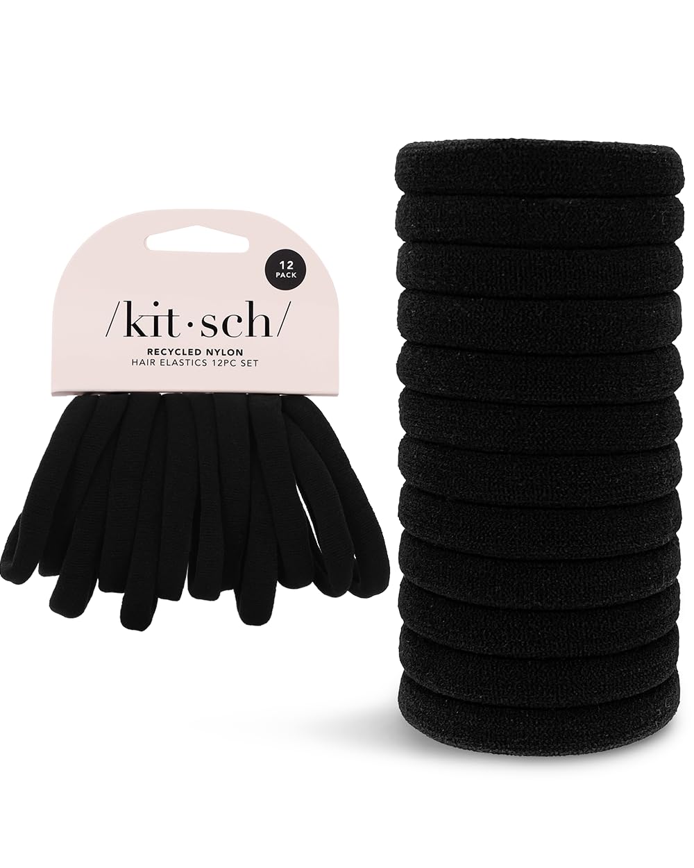 Kitsch nylon hair ties with smooth glide prevent snagging for comfortable daily wear.
