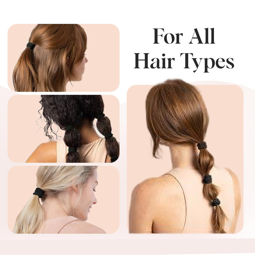 Kitsch nylon hair ties shown with stretchable design for all-day wear.