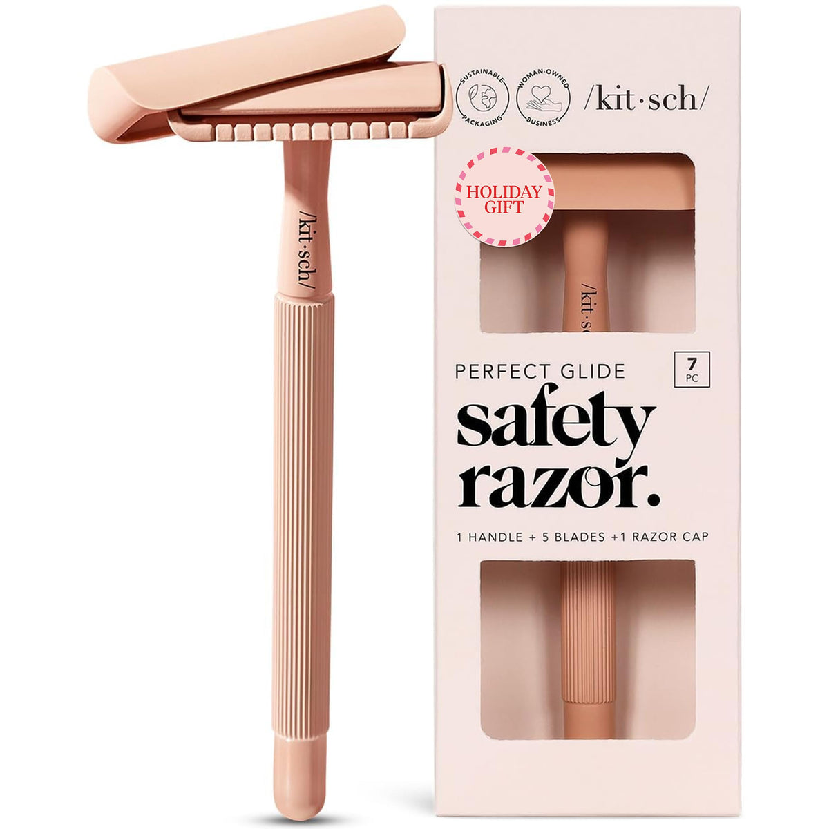 Kitsch Perfect Glide razor shows metal-handle design for a smooth, close shave
