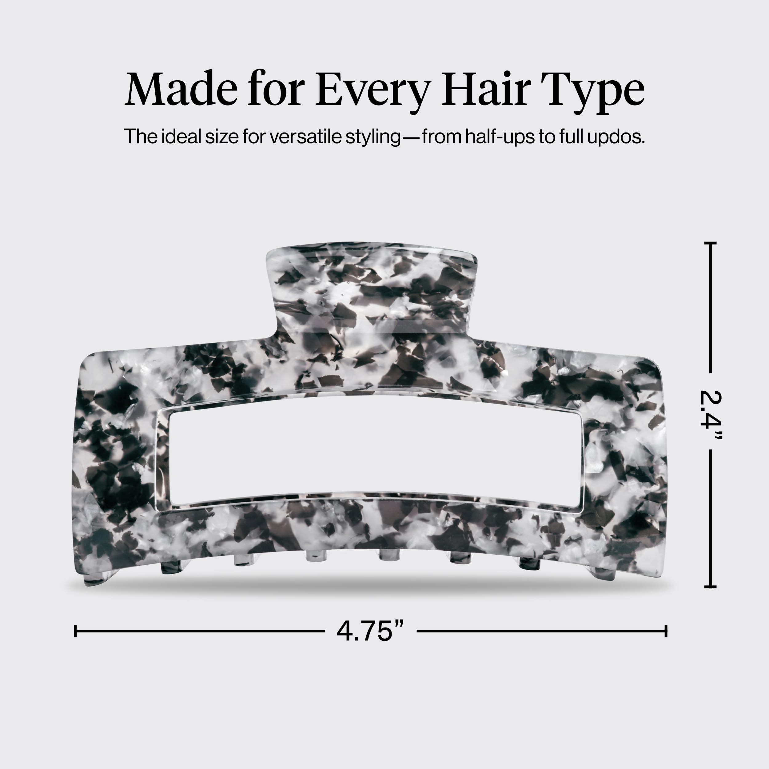 Pinza jumbo para cabello, ideal para recogidos rápidos y moños.