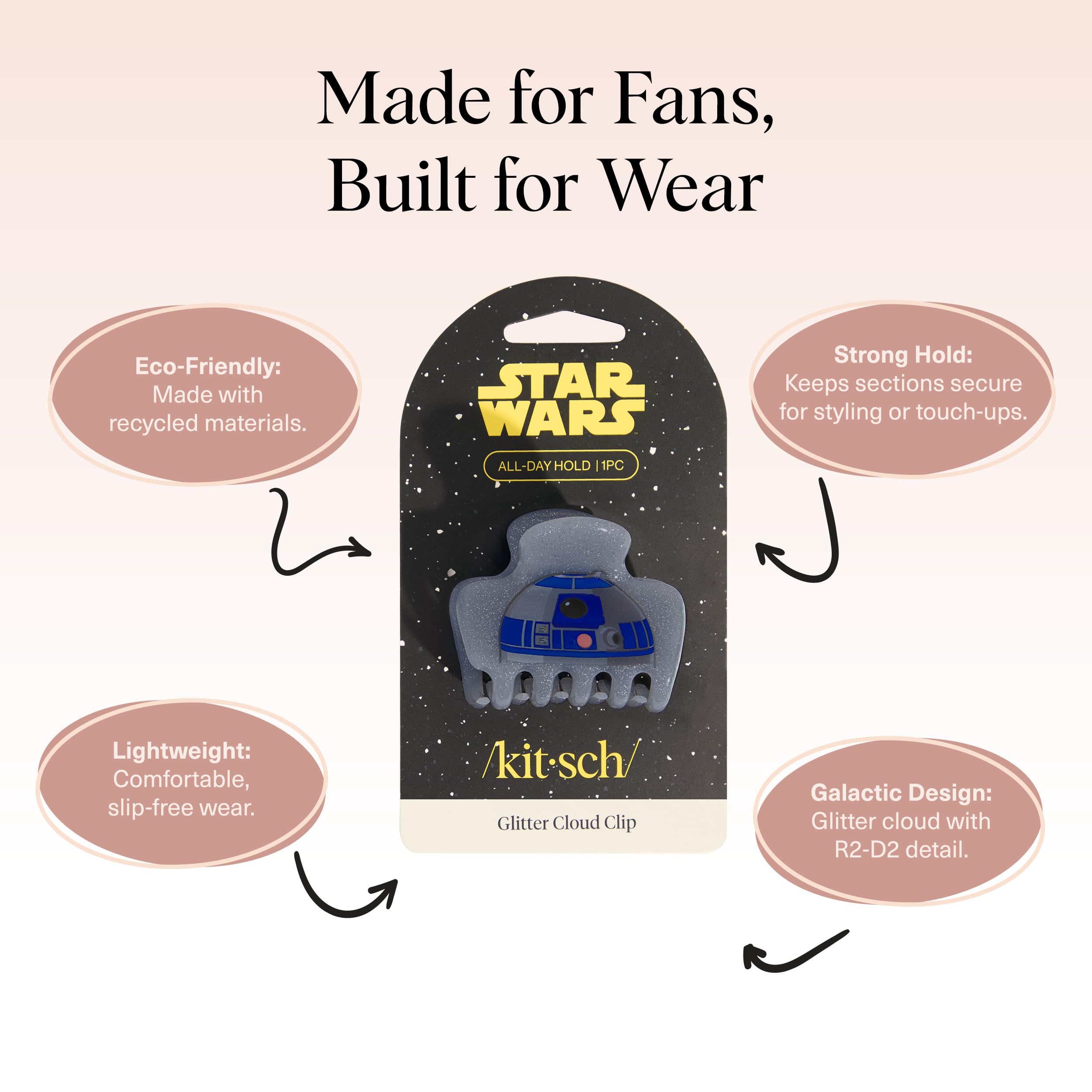 Kitsch recycled plastic clip illustrates eco-friendly fashion with durable performance