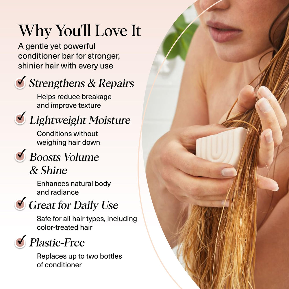 Kitsch Rice Water Conditioner Bar highlighting rice protein for nourished strands.