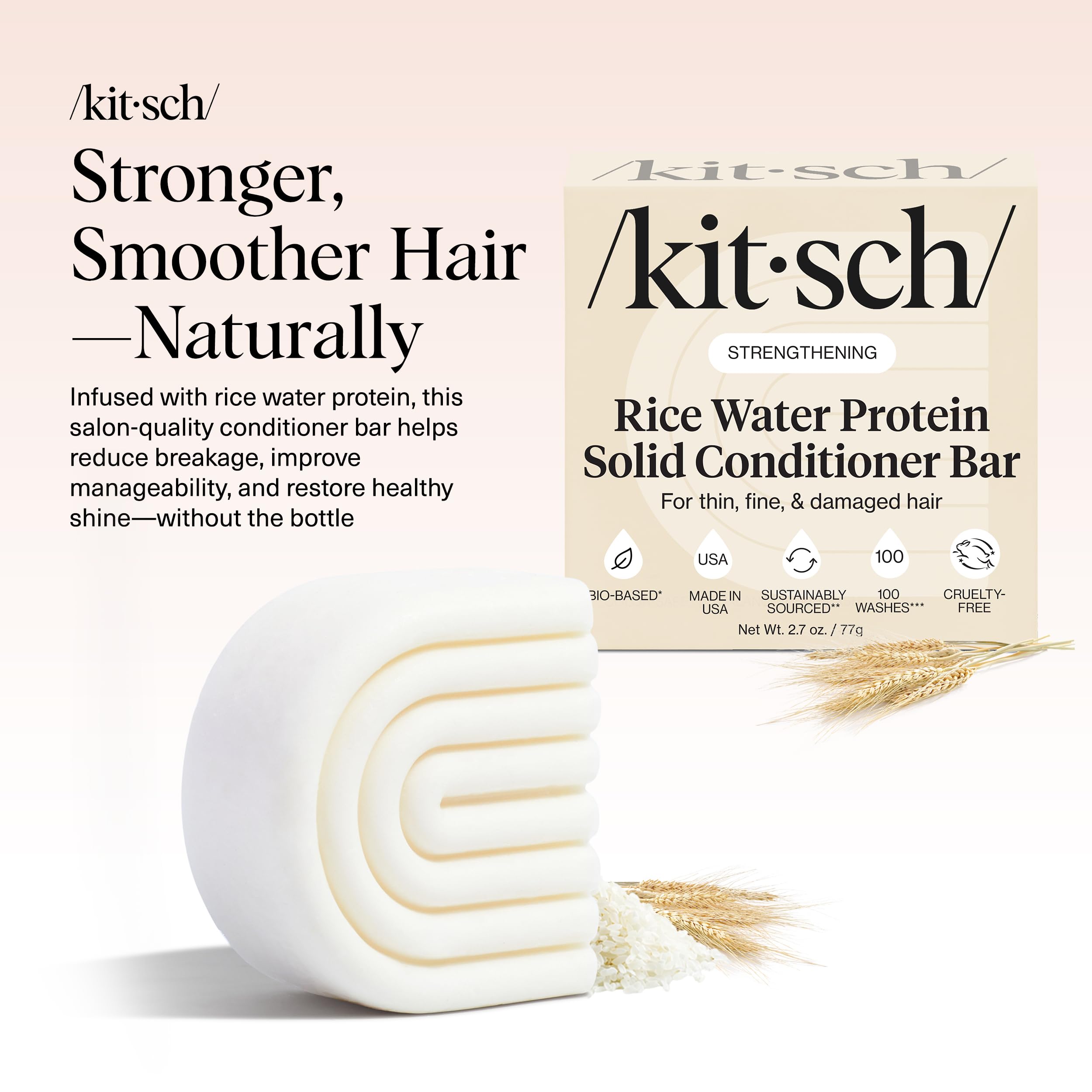 Kitsch Rice Water Conditioner Bar solid form for mess-free daily conditioning.