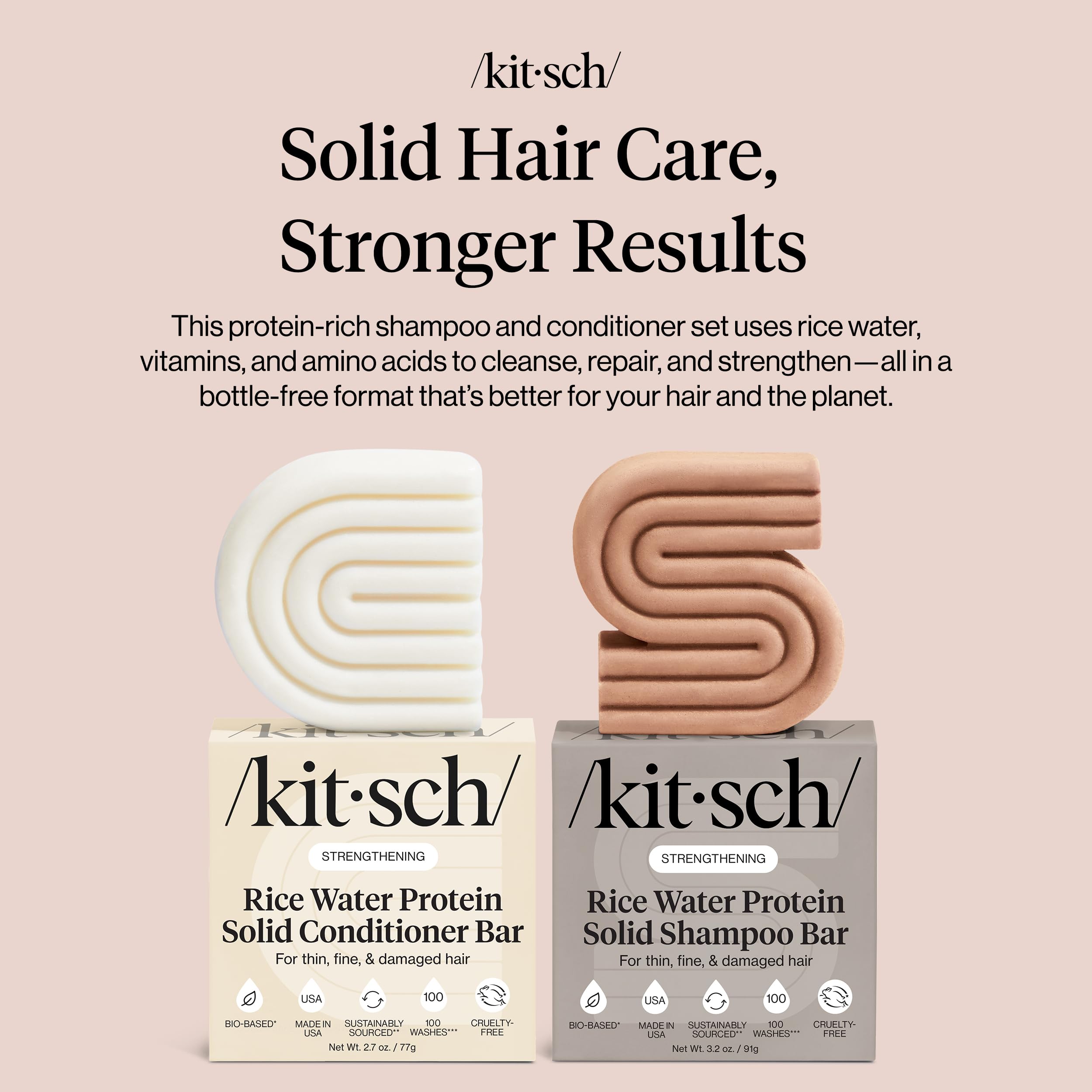 Kitsch Rice Water ingredients highlighting rice protein and vitamins