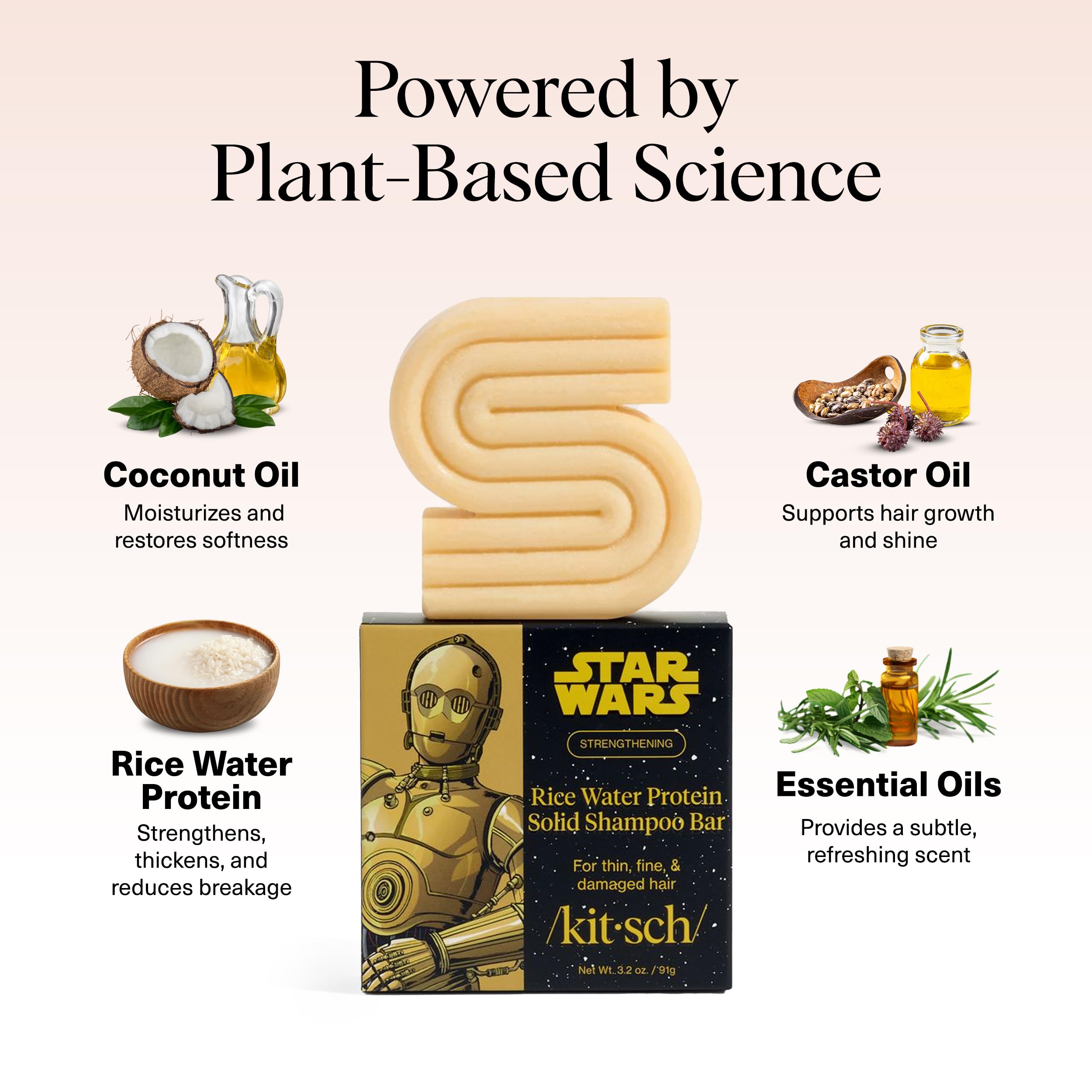 Packaging highlights vegan, paraben-free, silicone-free formula for clean beauty.