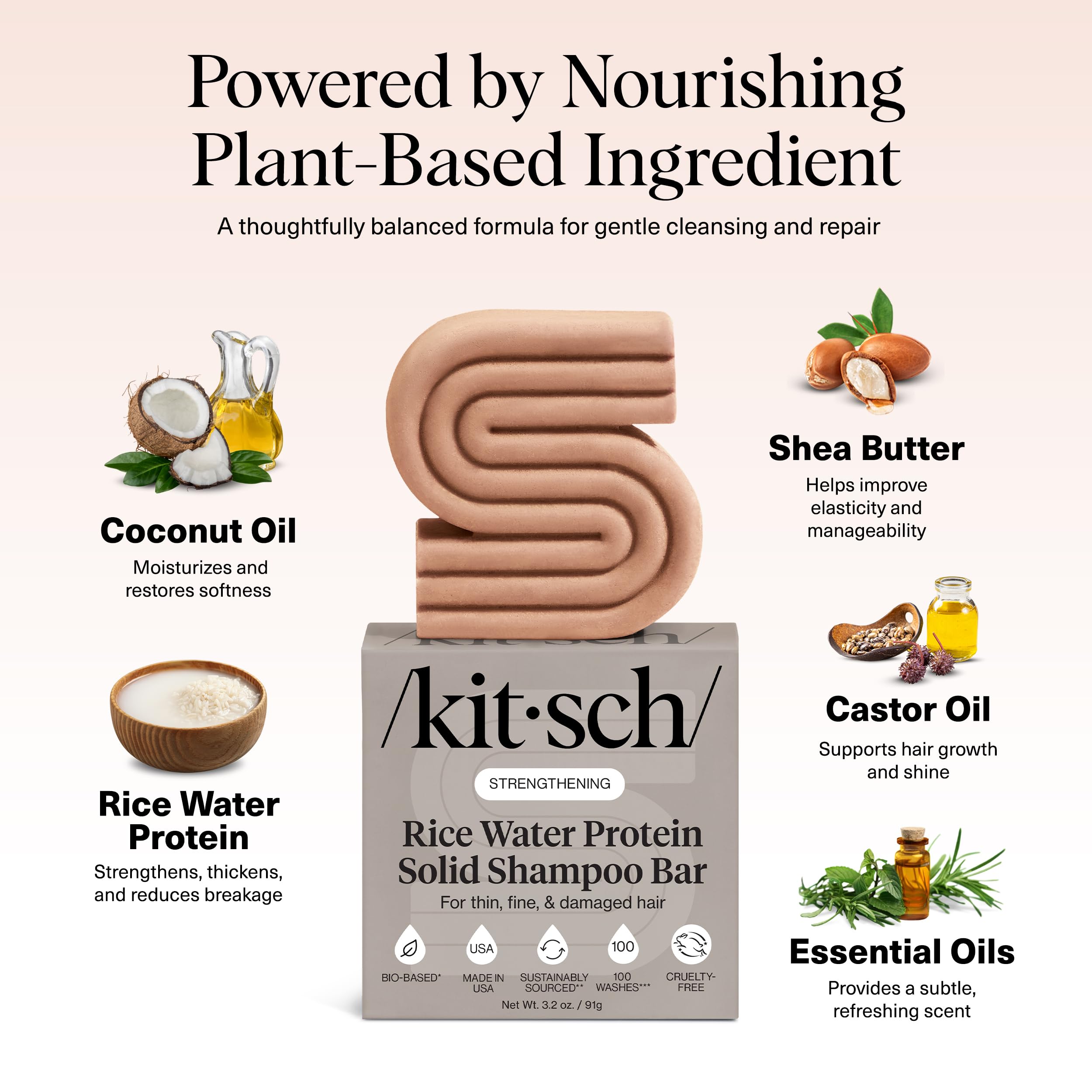 Kitsch Rice Water Shampoo Bar targets damaged strands with nourishing formula