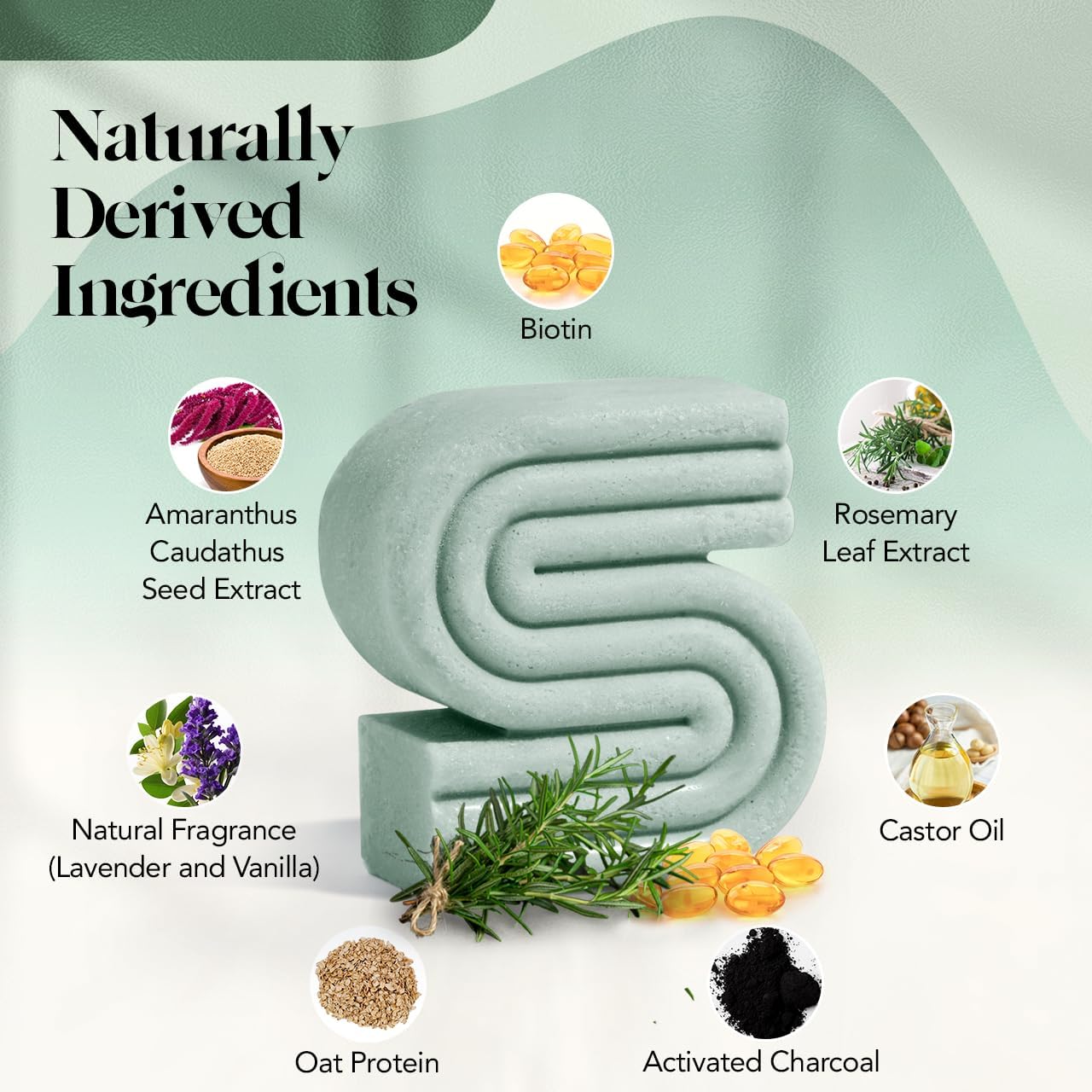 Kitsch Rosemary & Biotin Shampoo Bar with amaranth protein hints strengthening benefits.