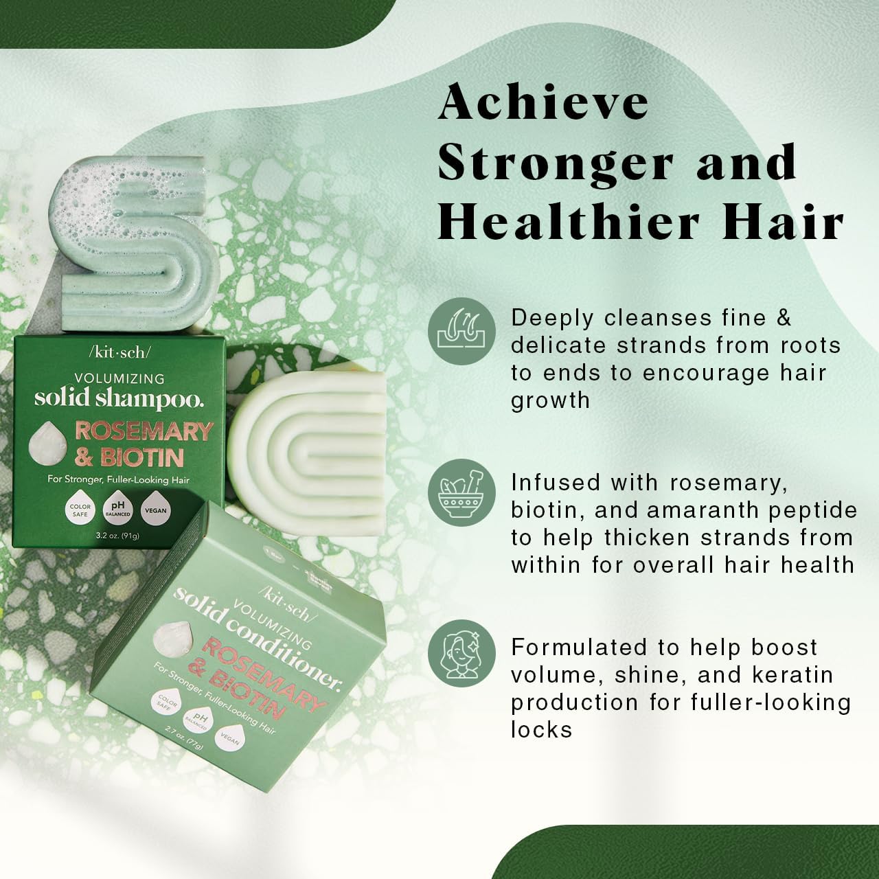 Kitsch Rosemary & Biotin Shampoo Bar front view in pack eco-friendly travel set