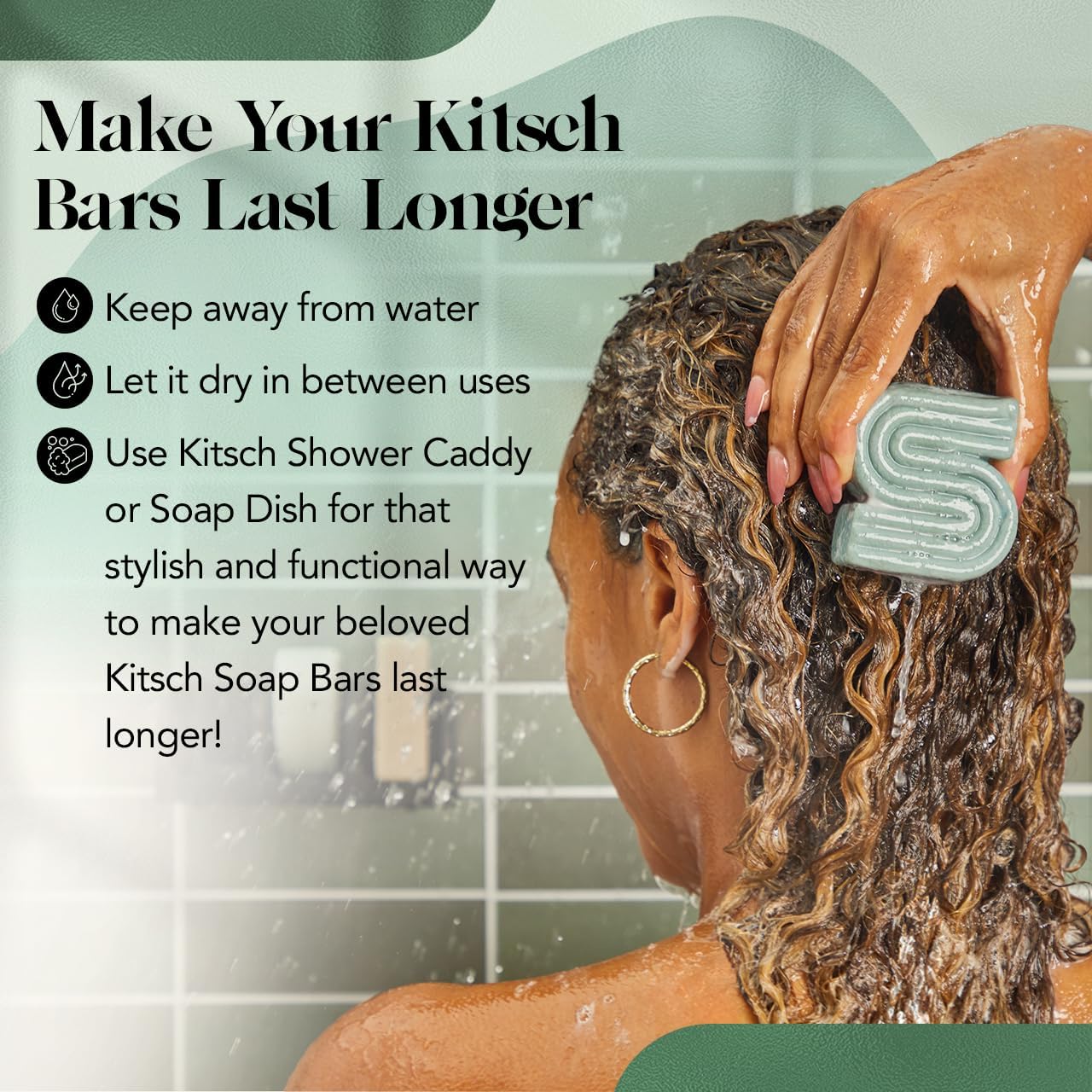 Kitsch Rosemary & Biotin Shampoo Bar recyclable packaging, made in USA.